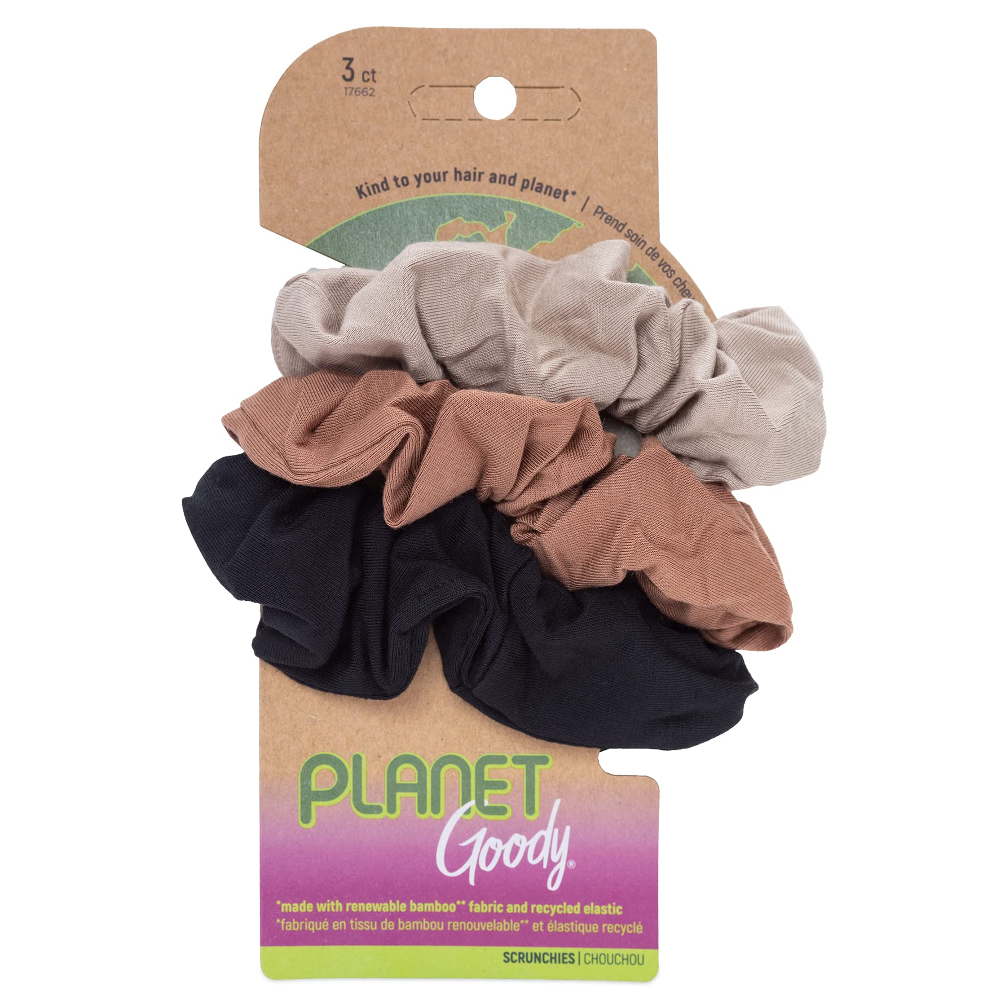 Goody Planet Ouchless Womens Hair Scrunchie - 3 Count,Assorted Neutral Colors - Suitable For All Hair Types - Pain-Free Hair Acc