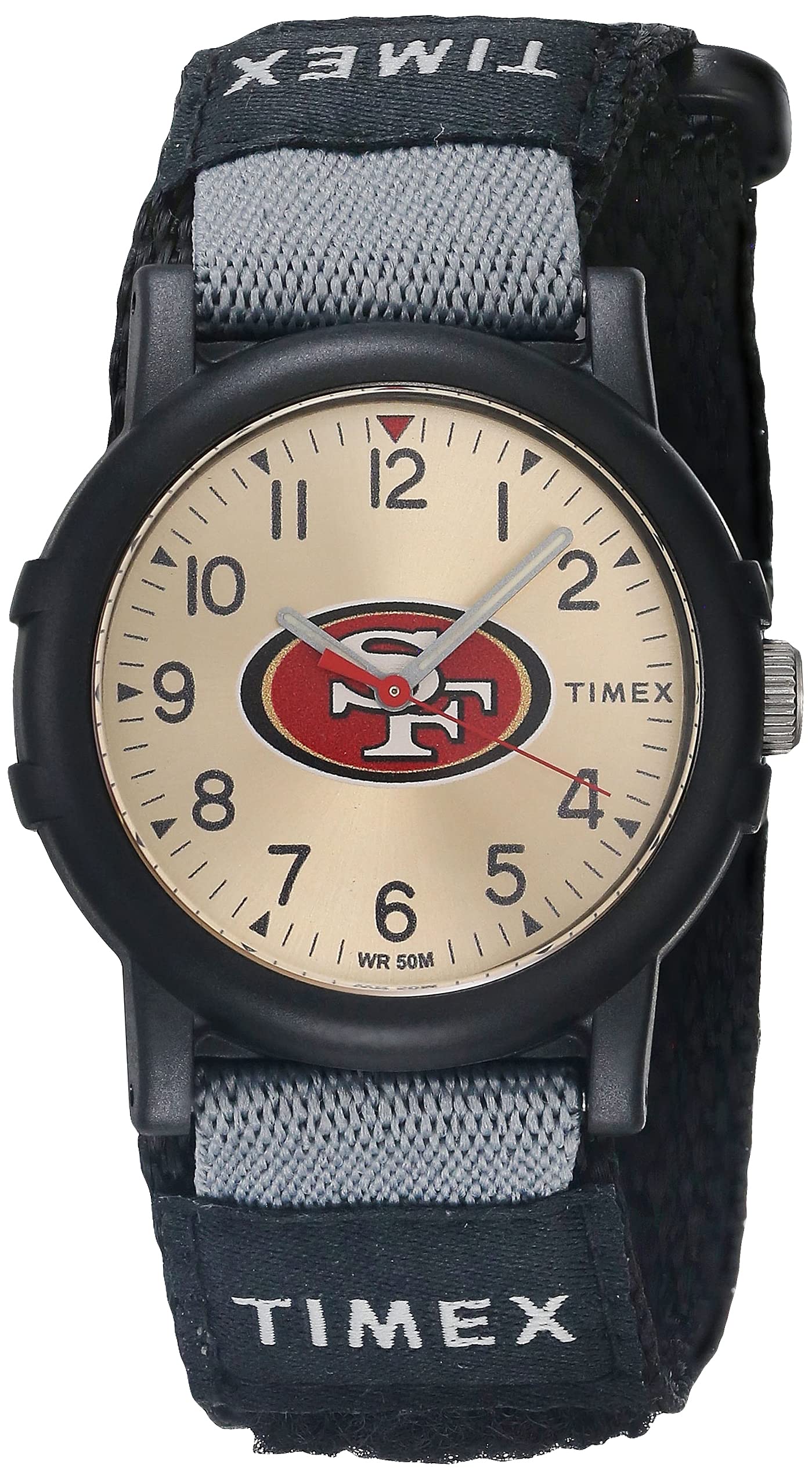 Timex NFL Recruit 38mm Watch - San Francisco 49ers with Black Fabric Strap