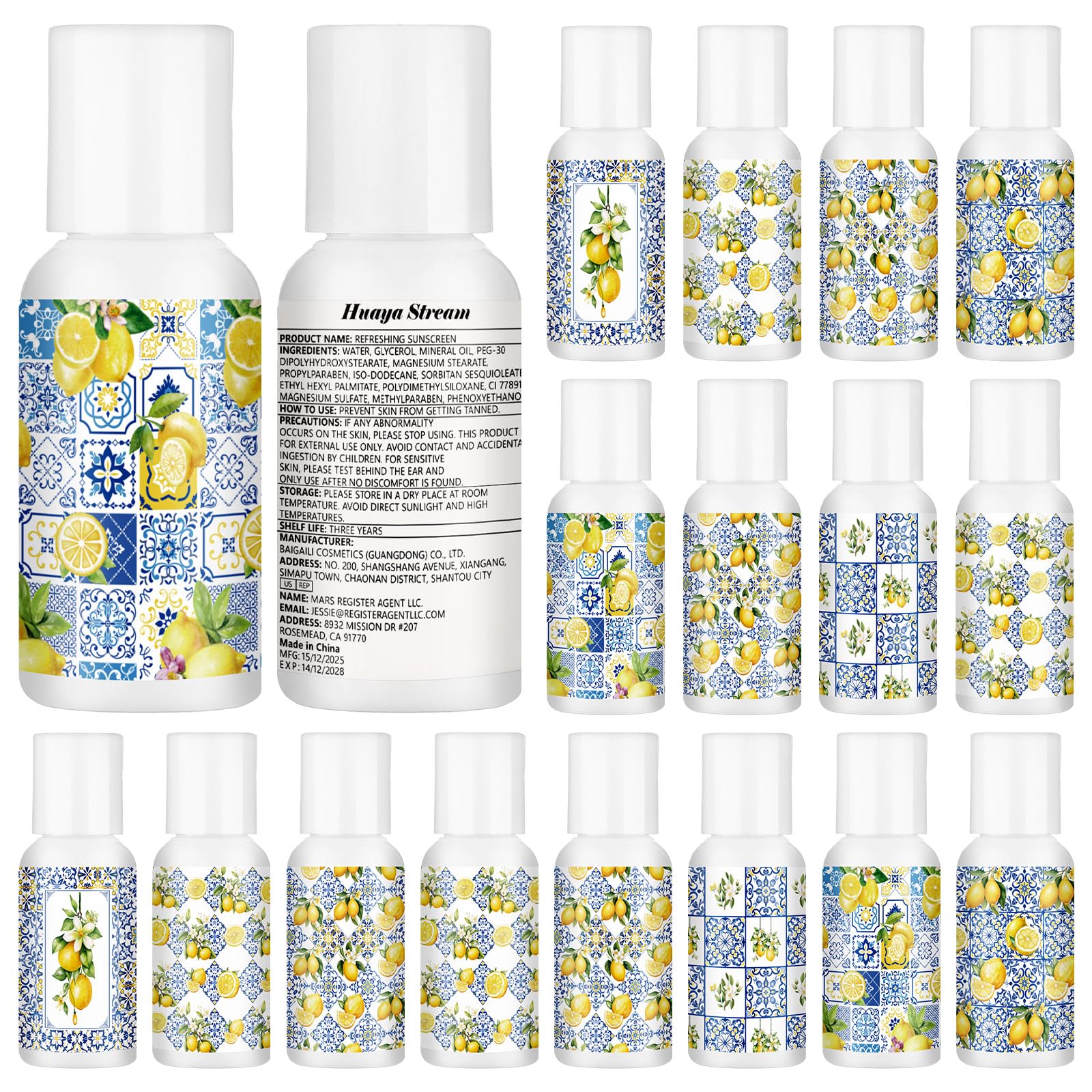 Demissle 24 Pcs Coffee/Lemon Travel Size Mini Sunscreen Bulk SPF 30+ Summer Small Sunscreen for Baby Shower Party Favor for Gues
