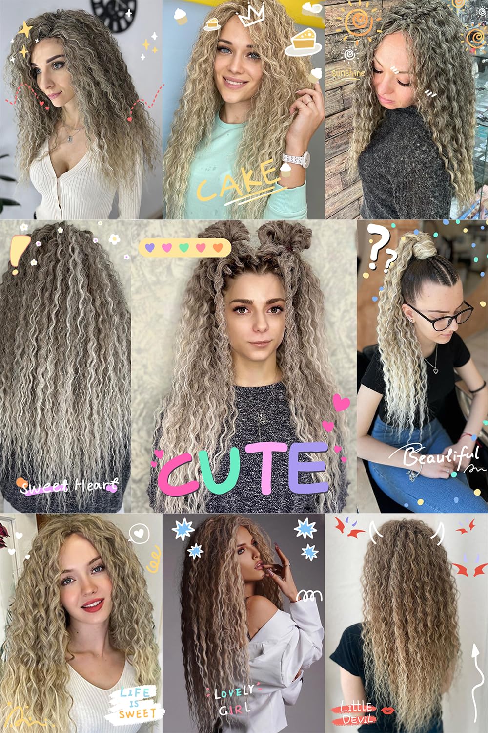 MAYSA Curly Braiding Crochet Hair Synthetic Deep Wave Crochet Hair 30 Inch 6Packs Ocean Wave Hair Extension for Women #10/56c Br
