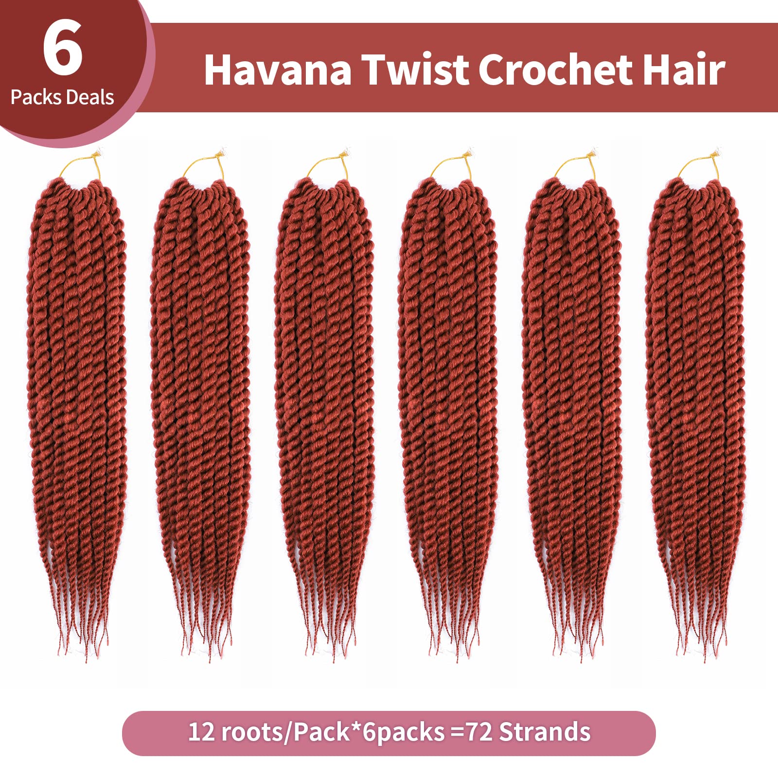 Havana Twist Crochet Hair 6 Packs Strands 18 Inch Crochet Braids Senegalese Twist Crochet Hair Jumbo Havana Twist Crochet Braids