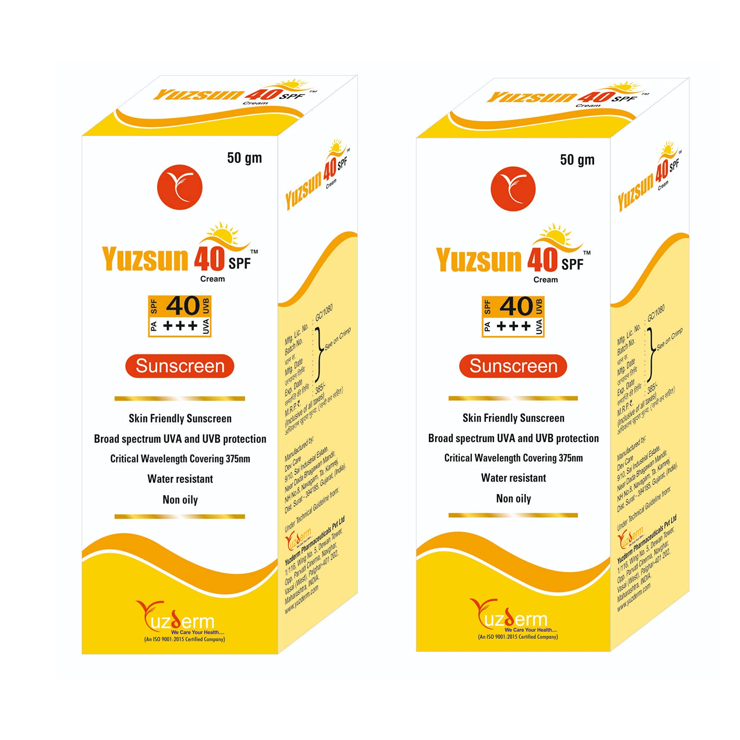 Yuzsun 40 SPF Sunscreen Suitabe for All Skin Types PACK OF 2