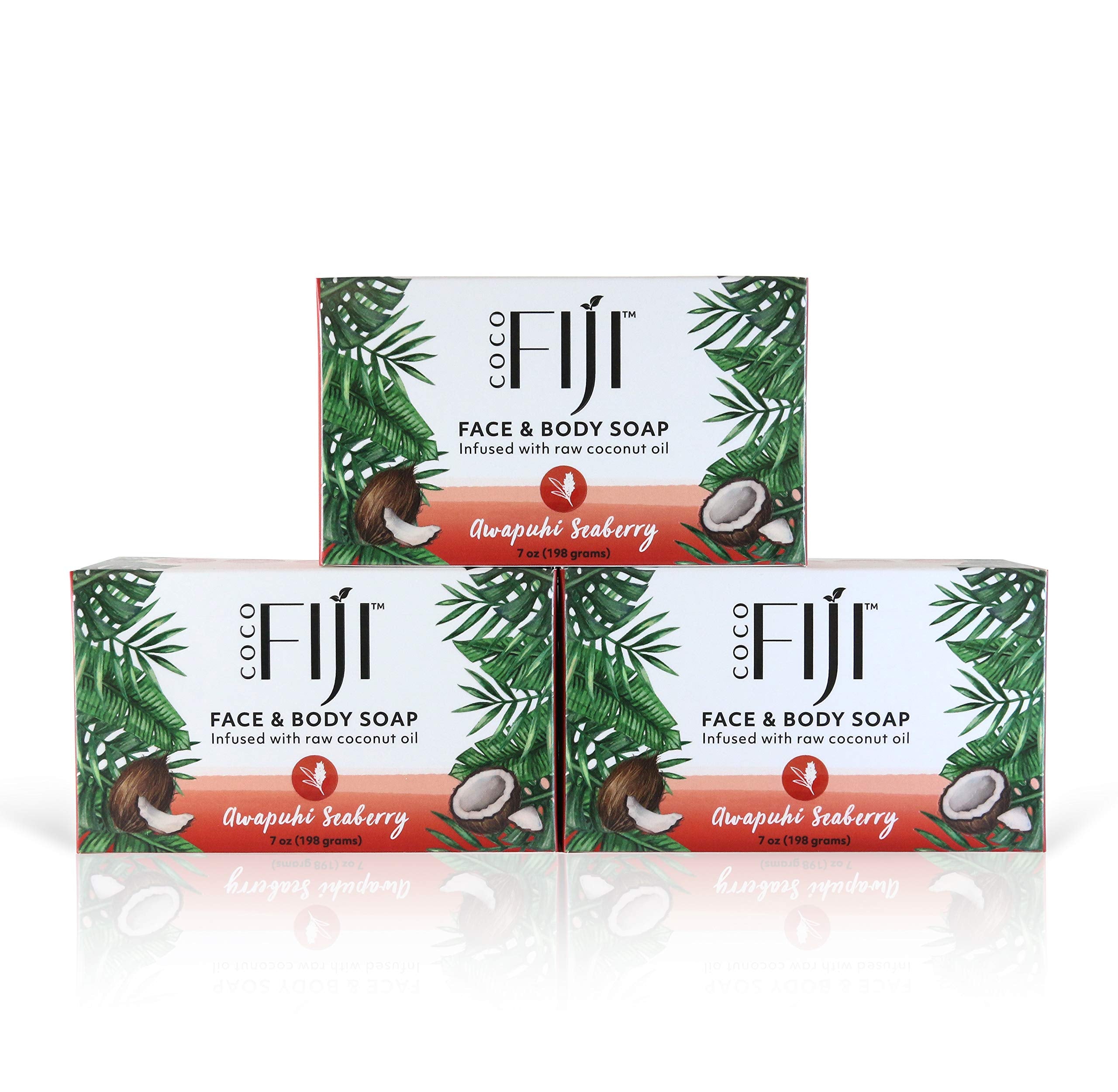 'Coco Fiji Soap Bar for Face and Body Infused With Organic Coconut Oil, Awapuhi Seaberry, Essential Oil, Natural Soap for Moist