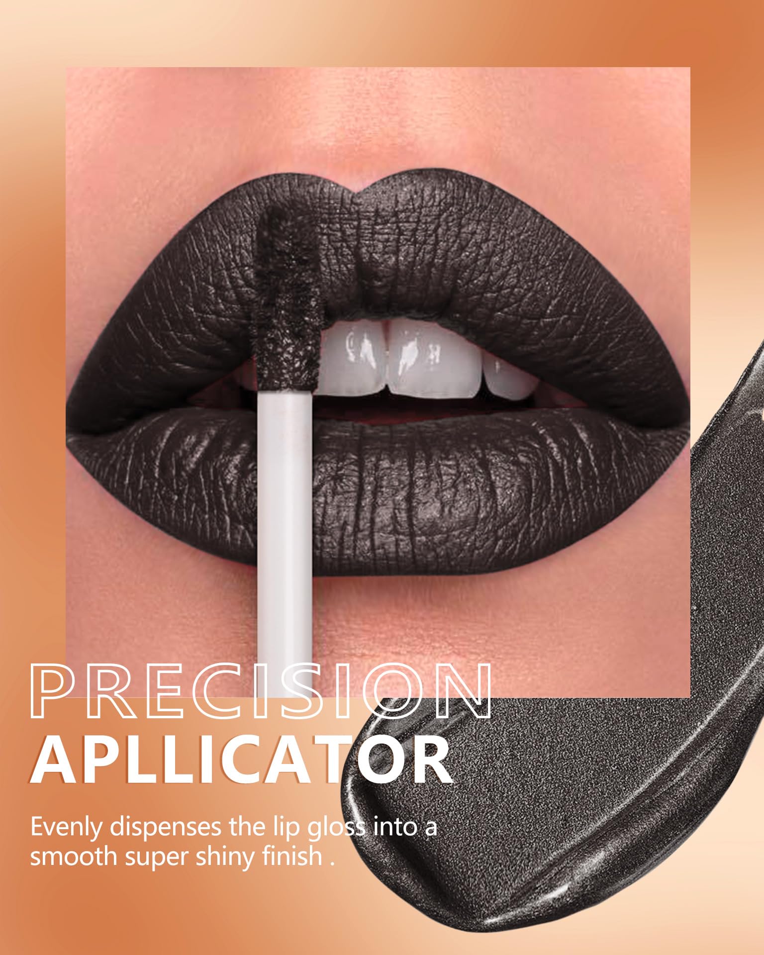 Maki Yika Metallic Lipstick For Women Black Lipsticks Long Lasting Glitter Lipstick No Smudge No Transfer Full-Coverage Liquid L