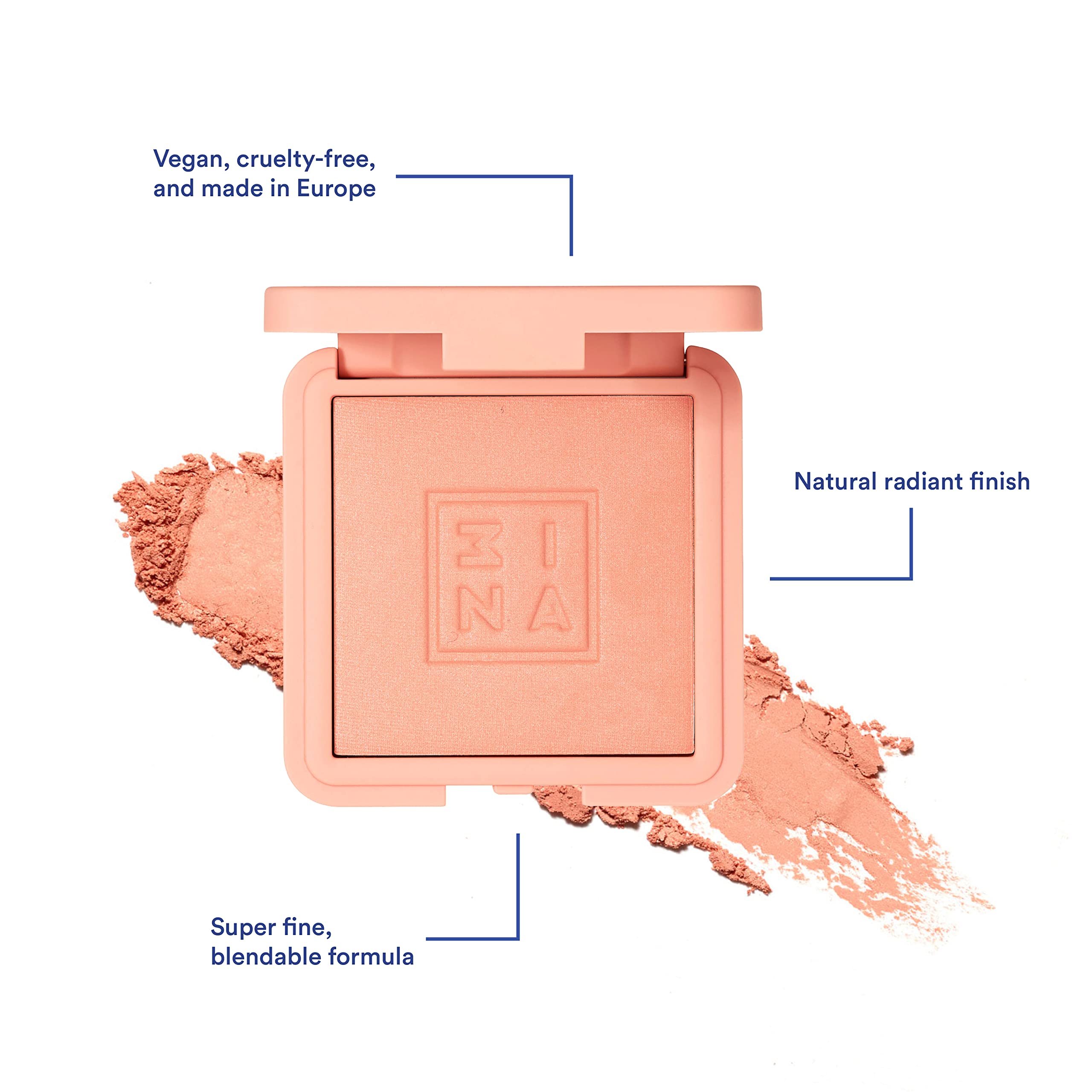 3INA The Blush 310 - Natural, Light Mineral Powder Blush For Sensitive Skin - Blendable, Buildable Rouge To Give Skin A Pigmente