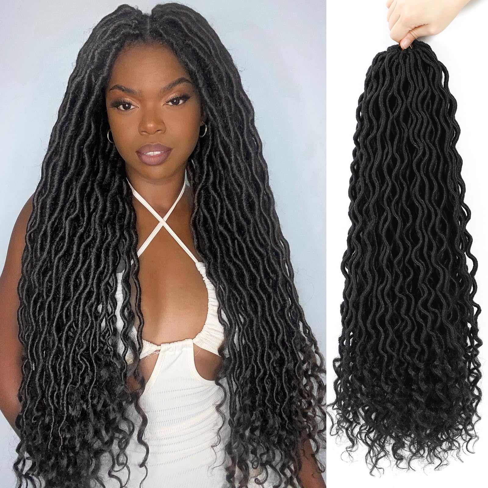 Goddess Locs Crochet Hair 24 Inches 6 Packs Pre Looped Faux Locs Crochet Hair For Women Soft Bohemian Crochet Faux Locs With Cur