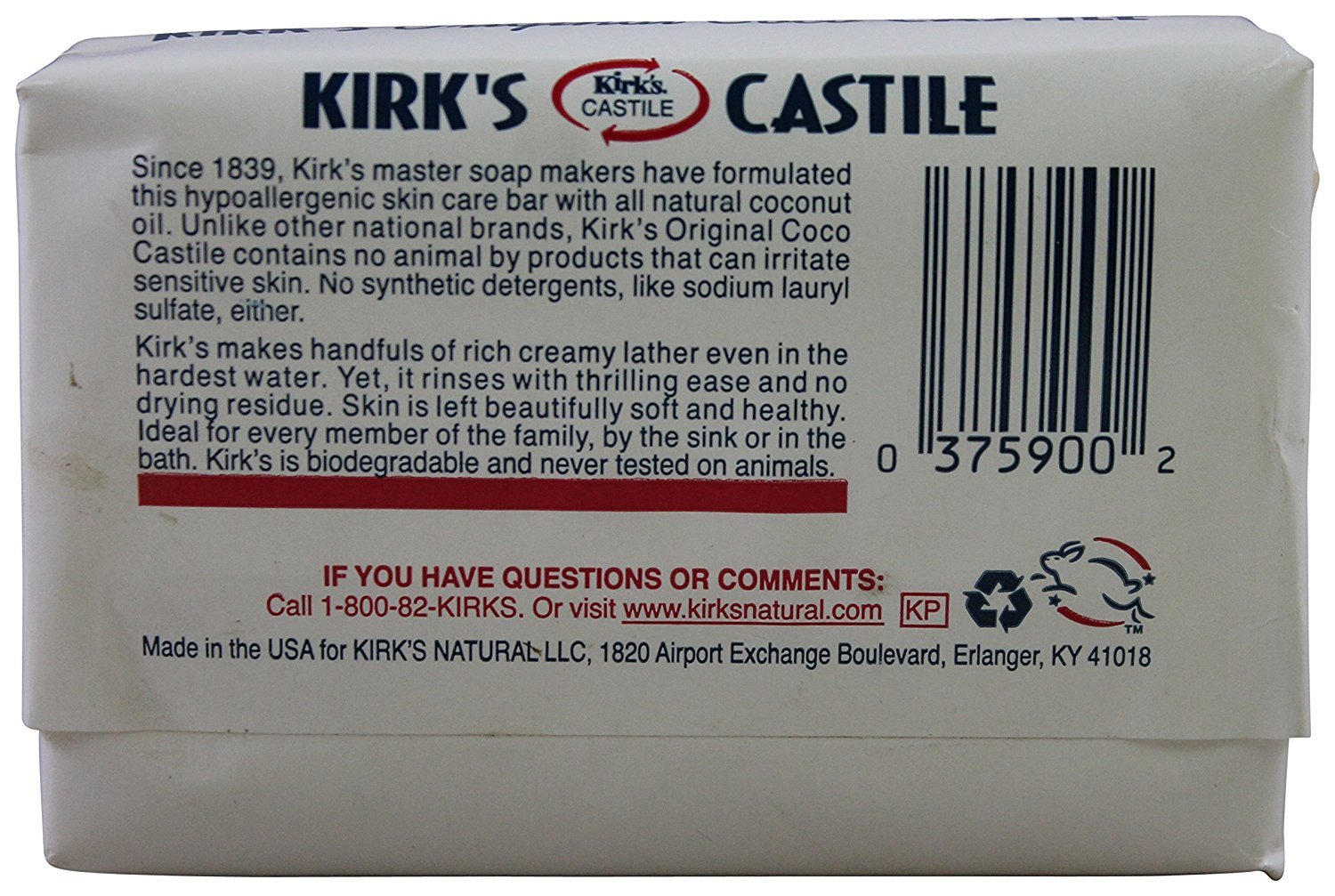 Kirk's Castile Soap - Original Coco, 4 Ounce (Pack of 12) - Gentle Cleansing Formula