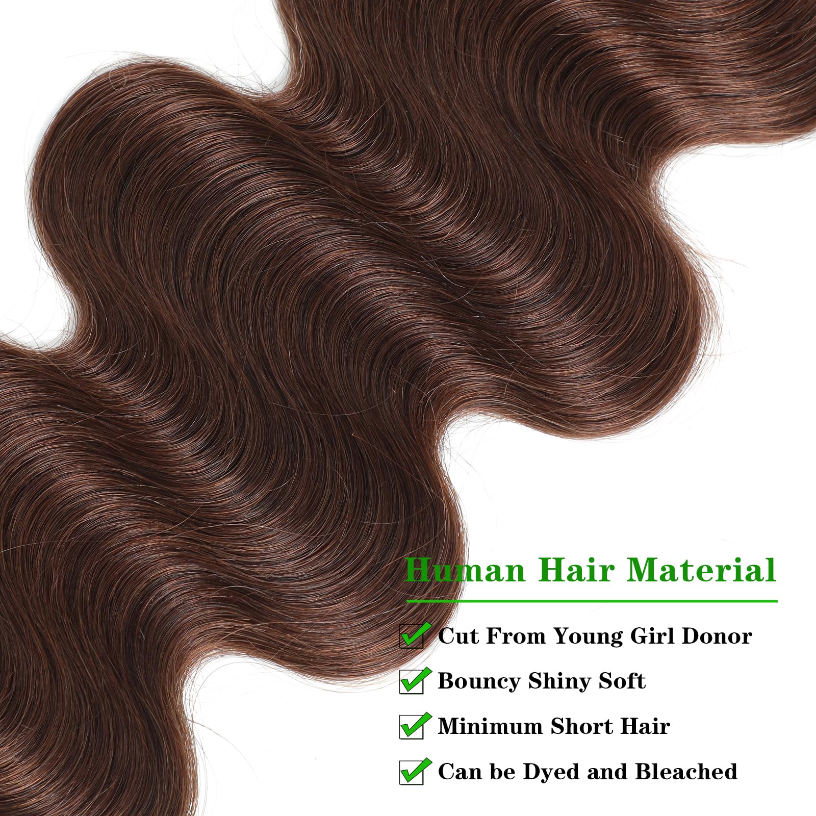 Kapelli Hair 10A Human Hair Bundles Chocolate Brown Brazilian Virgin Hair Body Wave (#4,24 26 28) Brazilian Human Hair 100% Unpr
