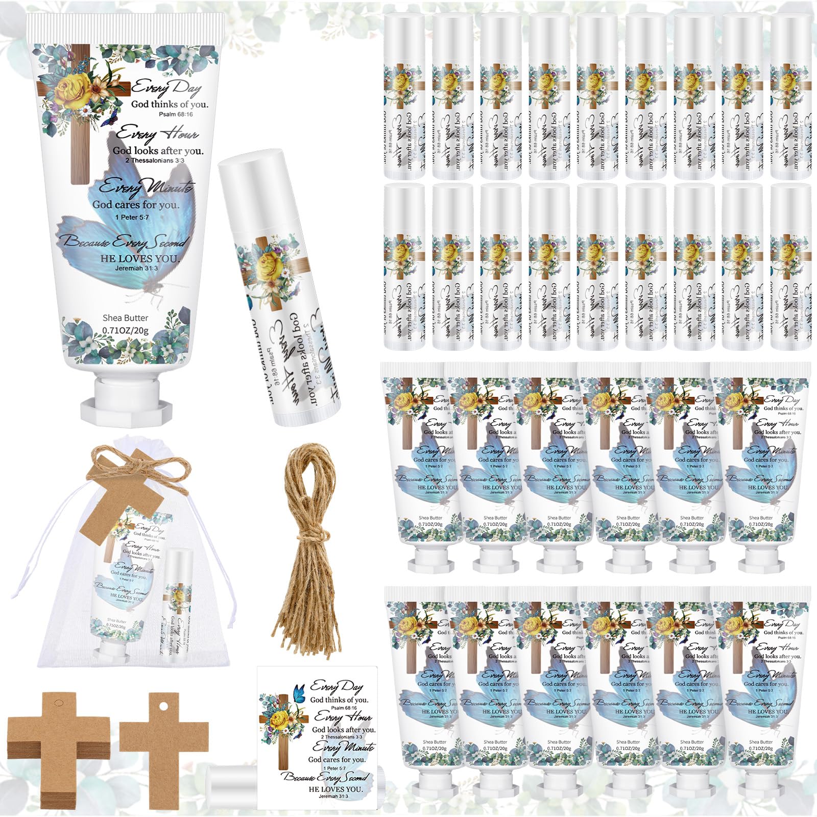 Heigble 144 Pcs Christian Lip Balm Hand Cream Set Party Favors, Include 36 Bible Lip Balm 36 Moisturizing Hand Cream 36 Bags 36 