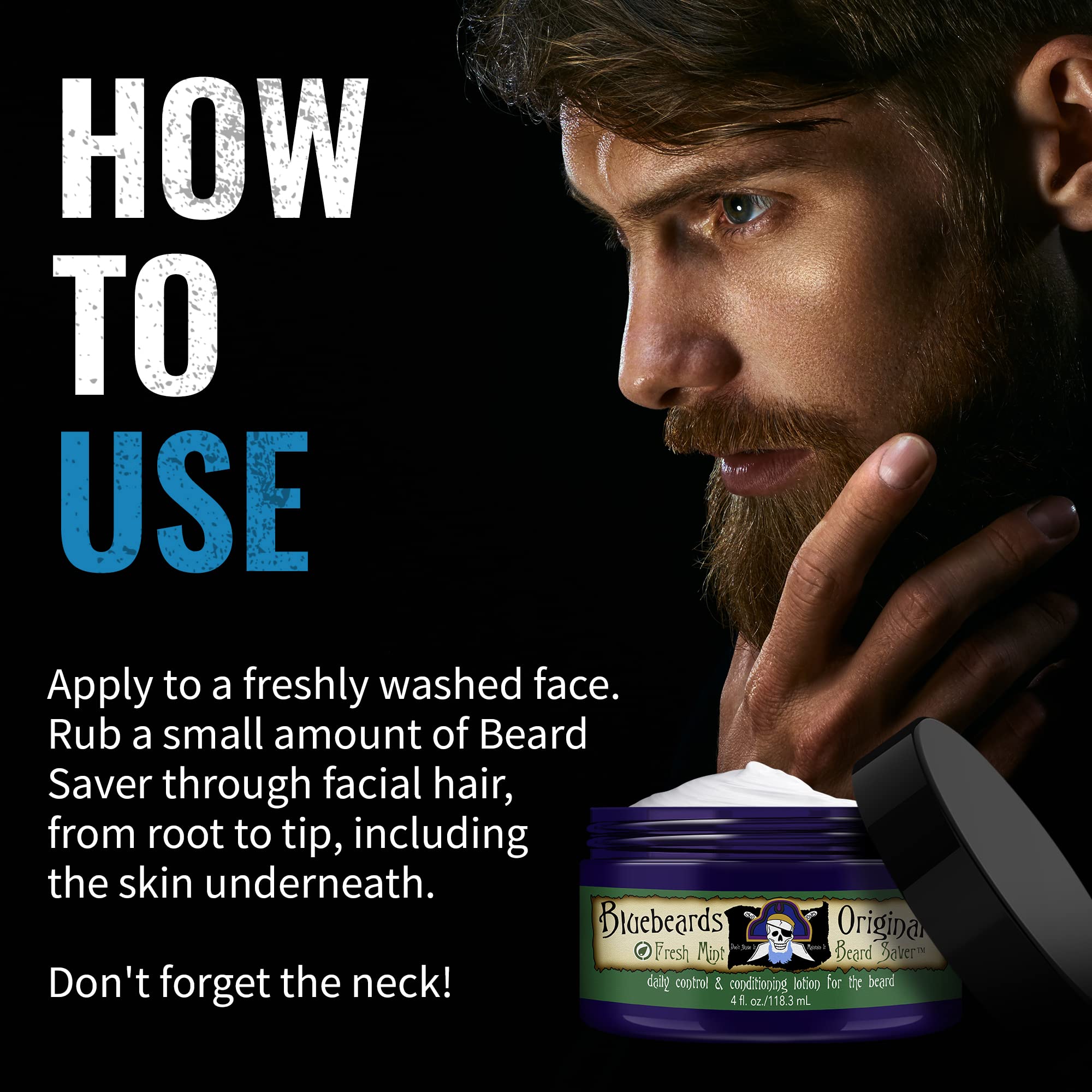 Bluebeards Original Fresh Mint Beard Saver, 4 Oz. - Leave In Beard Conditioner For Men With Aloe & Peppermint Oil - Beard Soften