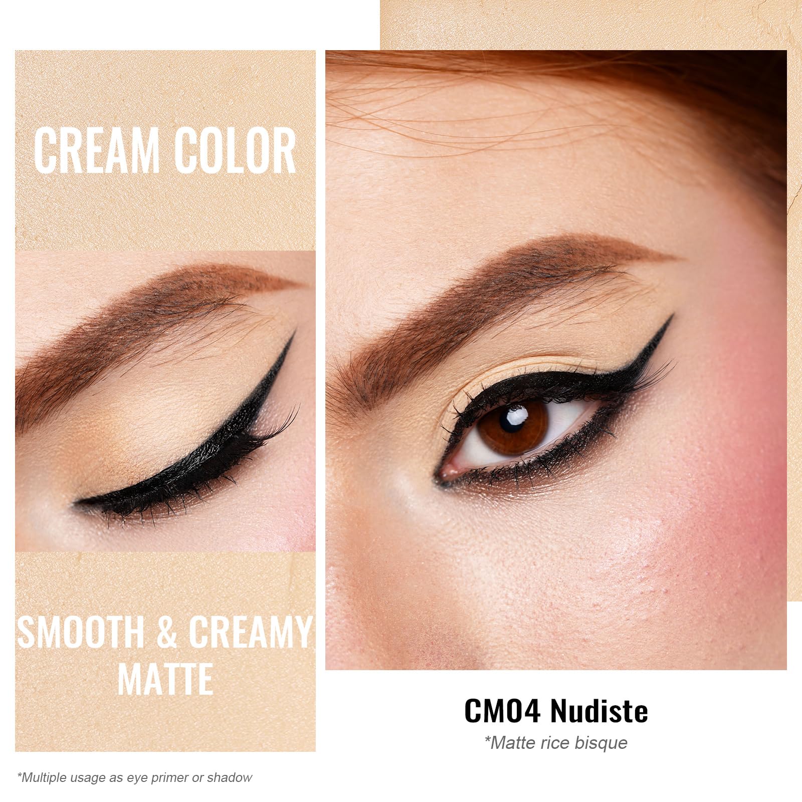 Oulac Matte Eyeshadow 3-In-1 Eyeshadow Eye Primer&Eyeliner Highly Pigmented Waterproof Smudge-Proof Long Lasting Wear Smooth&Ble