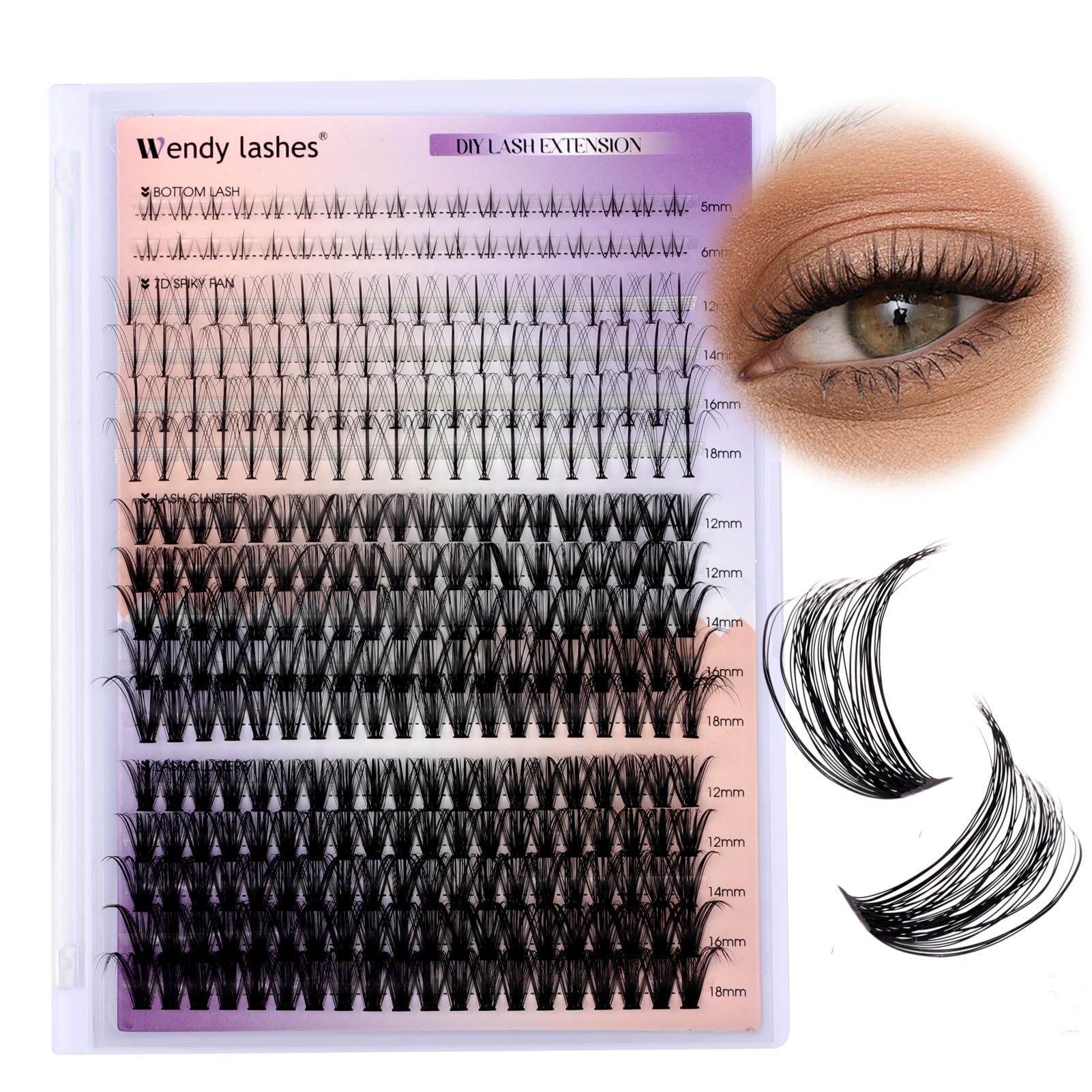 Lash Clusters With Bottom Lashes 356PCS 40D/50D Multi-types Fluffy Lash Clusters C/D Curl Wispy Individual Lashes Spike Volume C