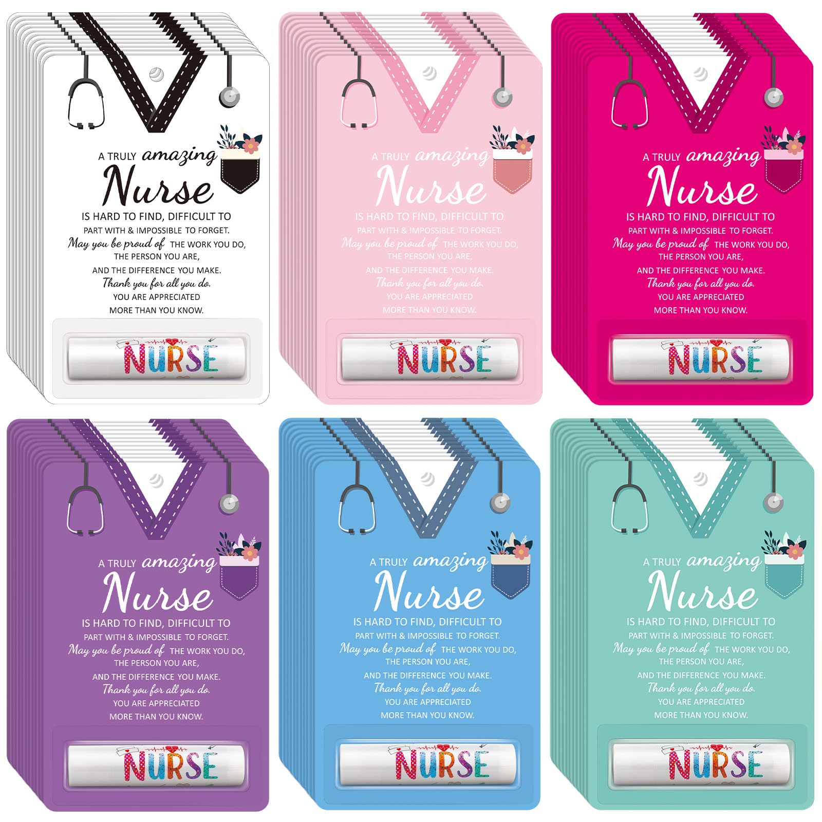 Dansib 72 Pack Nurse Week Appreciation Gifts Bulk Lip Balms Inspirational Thank You Nursing Gifts for Hospital Staff Employees N