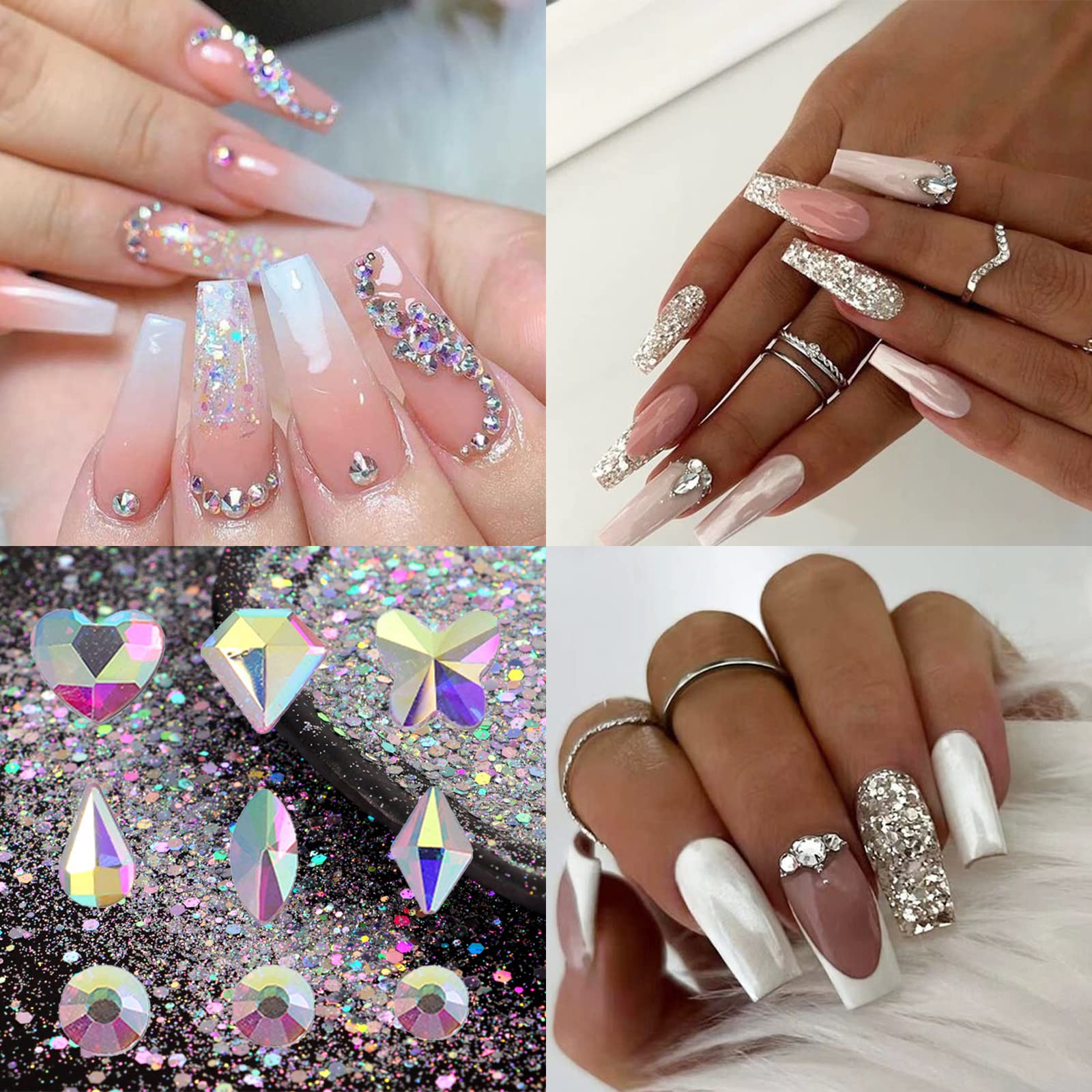 Votacos Nail Art Rhinestones Flatback Rhinestones Nail Charms Fine Glitter Nail Art Supplies Mixed Ab Crystals Nail Gems 1Mm Gli