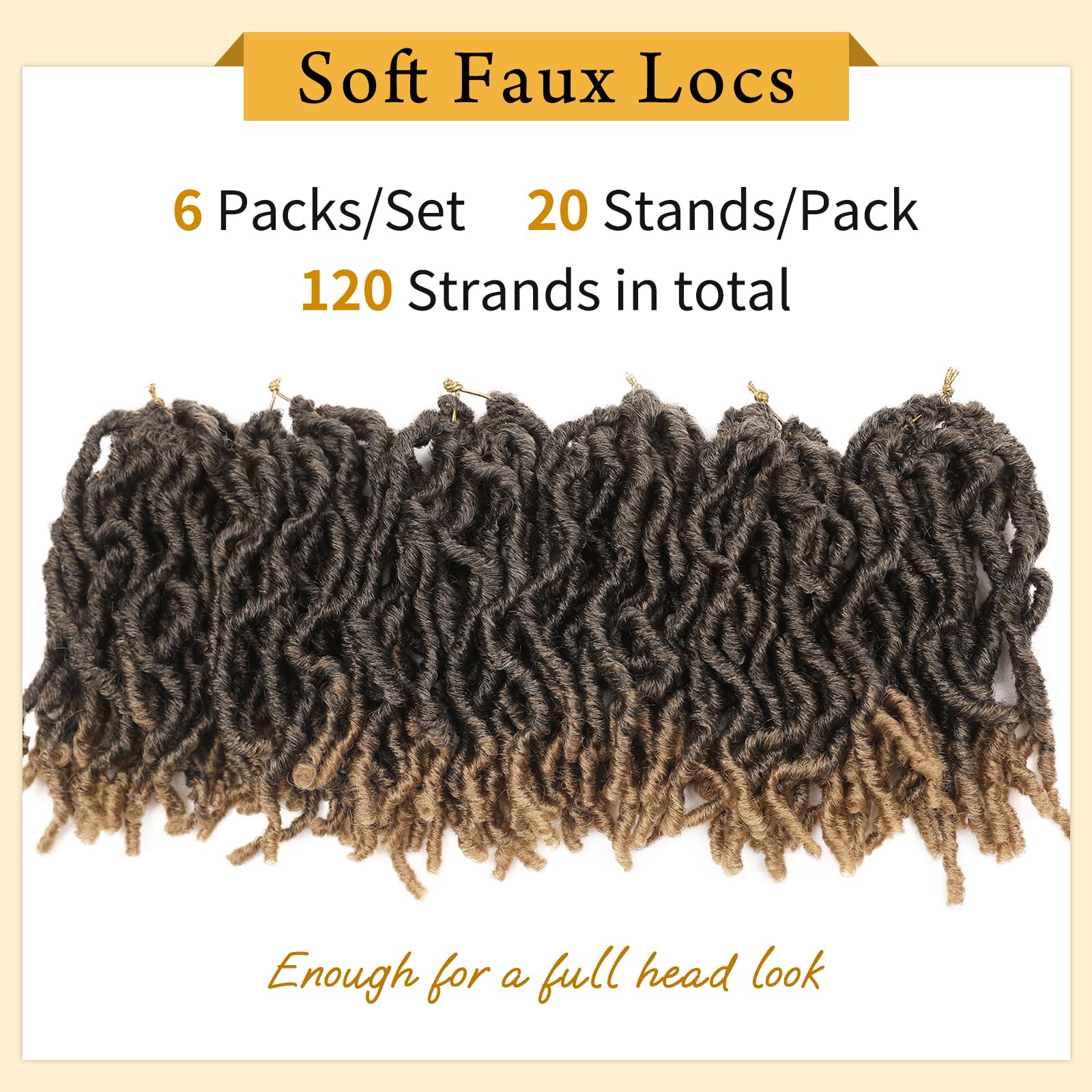 Wignee Faux Locs Crochet Hair Locs 6 Packs Crochet Dreadlocks For Black Women (8 Inches 1B/27)
