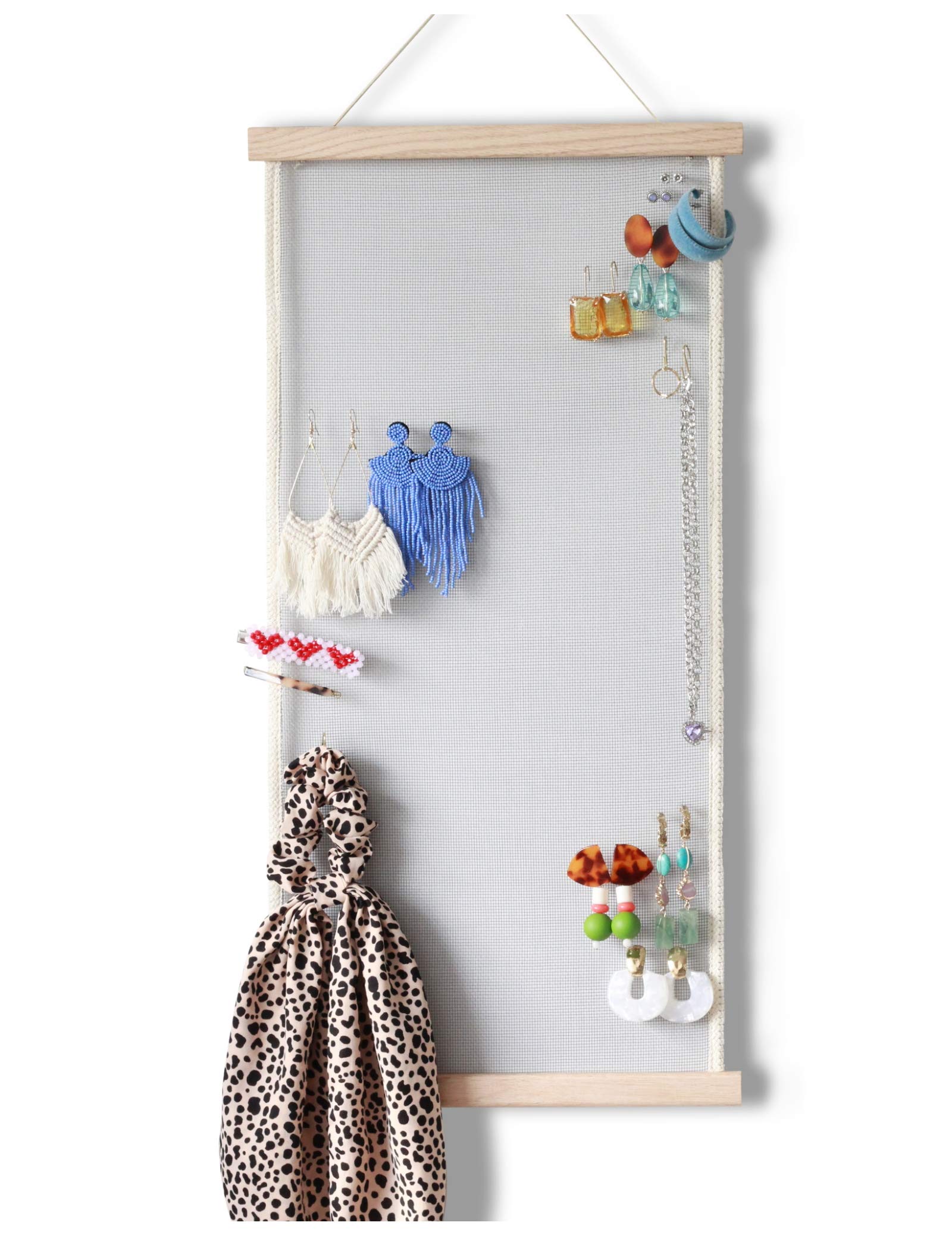 Heesch Earring Organizer Holder Display Wall Mount Hanging Jewelry Stud Earrings Necklaces Holder for Women Girls Hair Clips Han