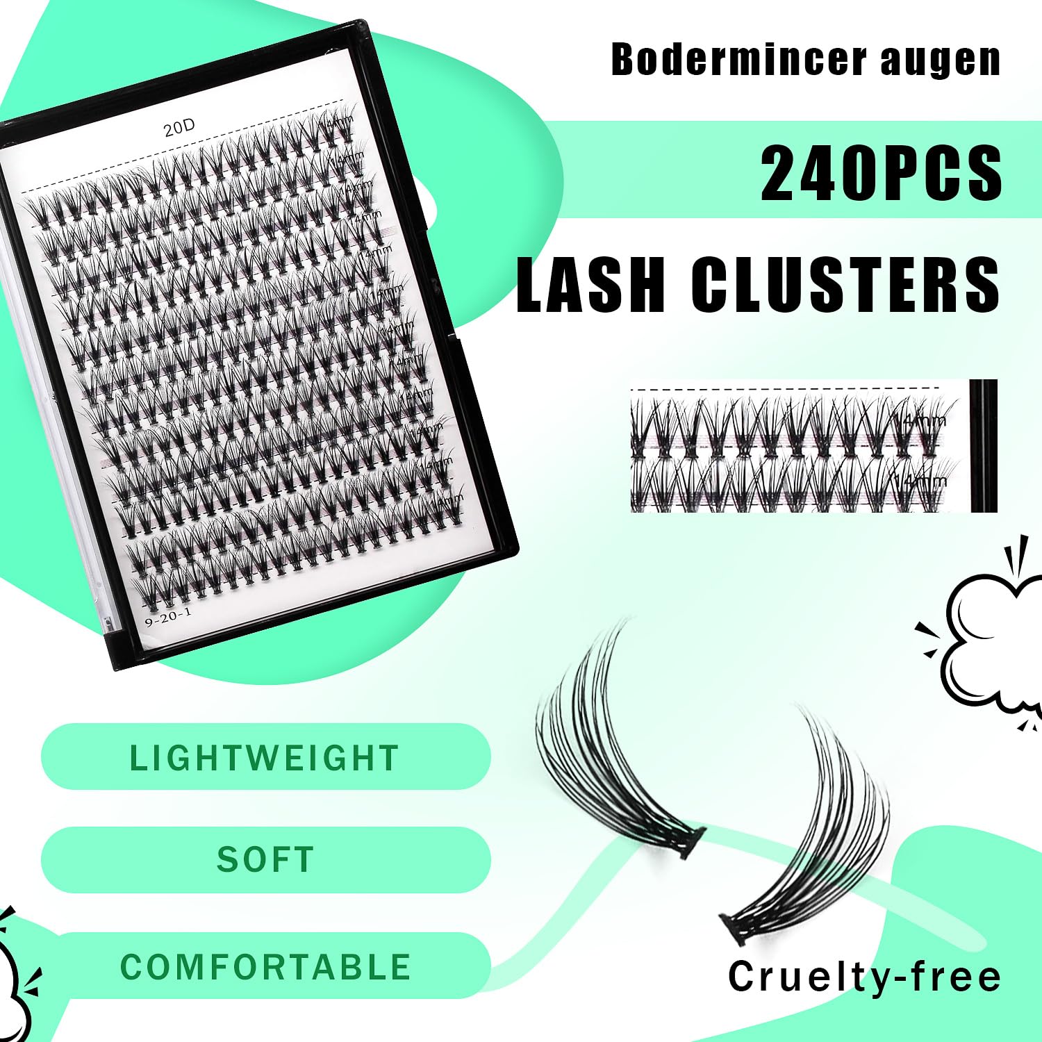 Bodermincer 10D/20D/30D/40D/50D Cluster to Choose Large Tray 240pcs D Curl Individual Cluster Eyelashes False Eyelashes Extensio