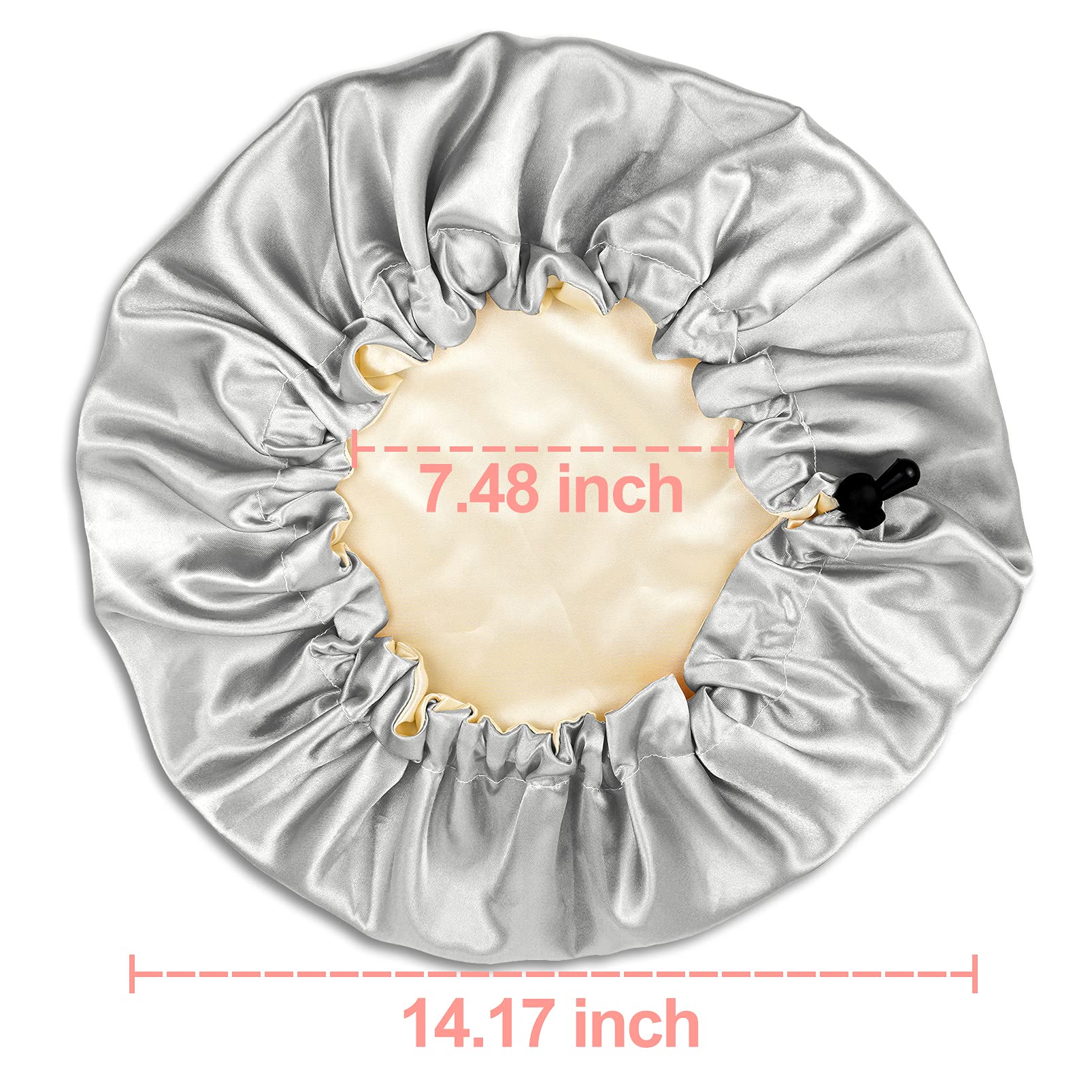 Chorha Satin Sleep Cap,Double-Sided Adjustable Sleep Bonnet,Bonnet Cap For Sleep (Silver)