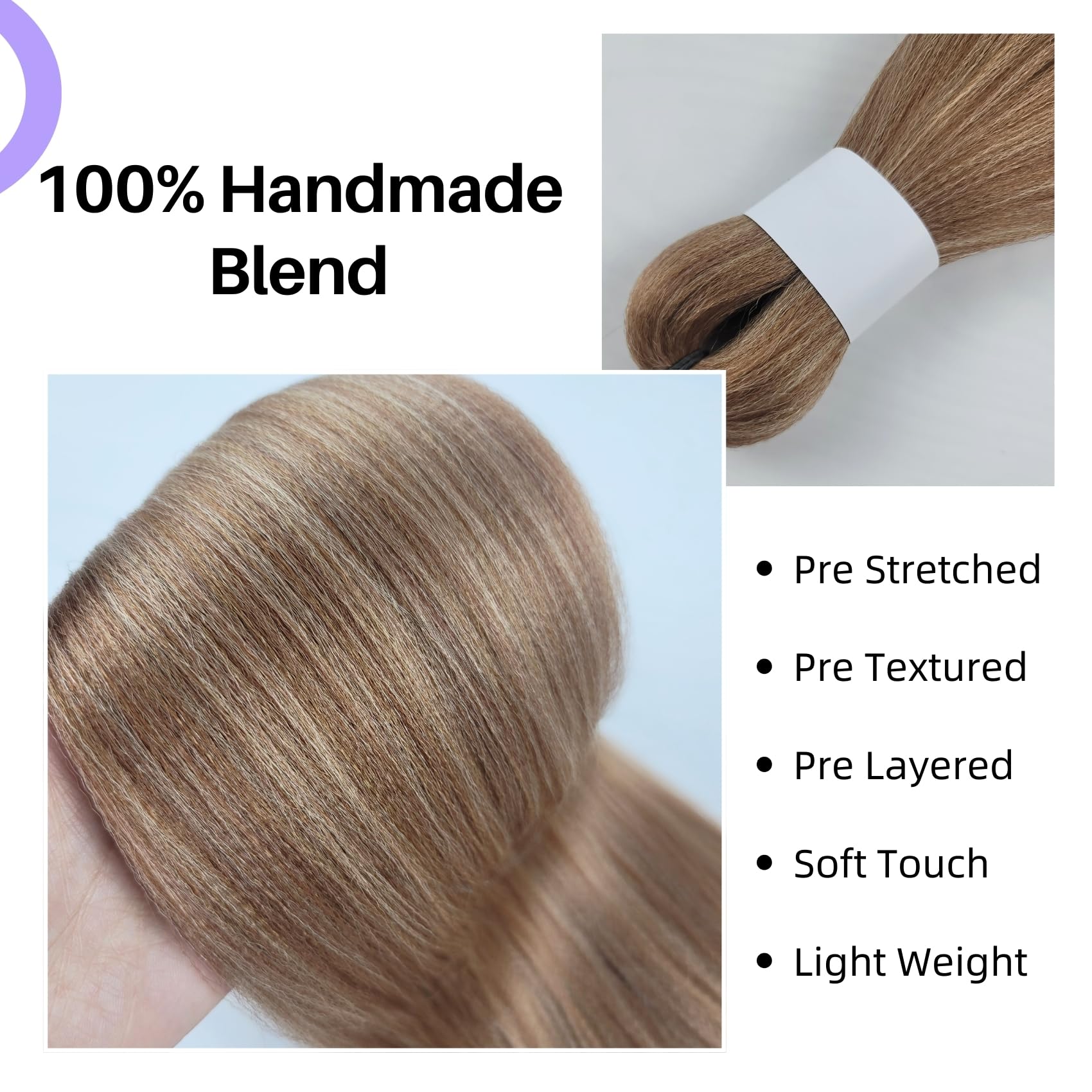 Brown Blonde Braiding Hair Pre Stretched Box Braids Hair Extension for Braiding 27/30/613 Mixed Braiding Hair for Knotless Box B