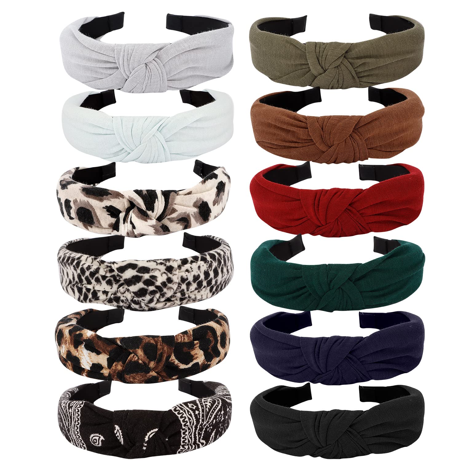 VELSCRUN 12 Pack Flower Headbands Non Slip Wide Girls Cute Boho Knotted Head Bands Hair Accessories Fashion Birthday Gifts for W