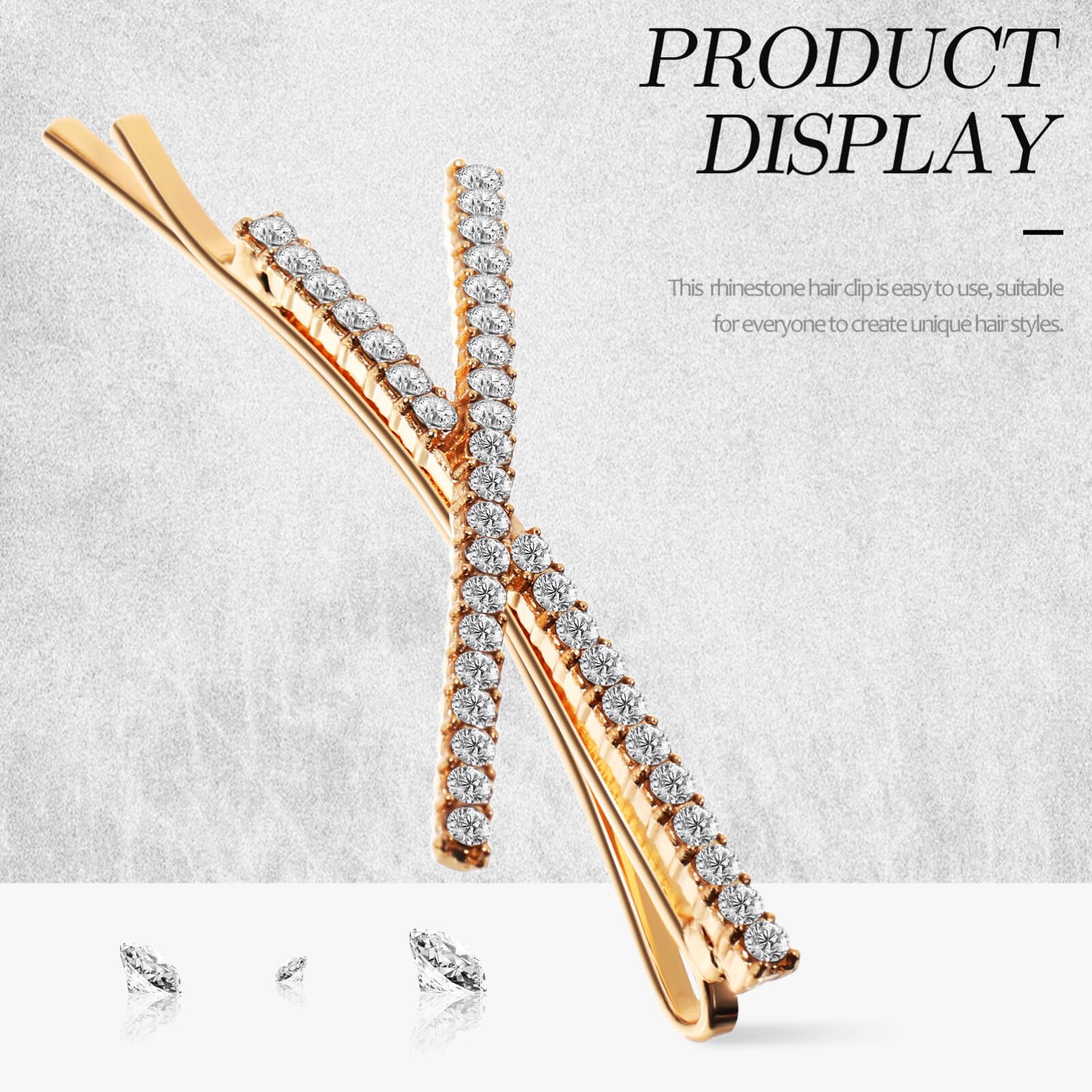 4Pcs X Shaped Hair Pins Rhinestone Barrettes Wedding Clips Sparkly Hair Accessories for Women Girls Golden Silver