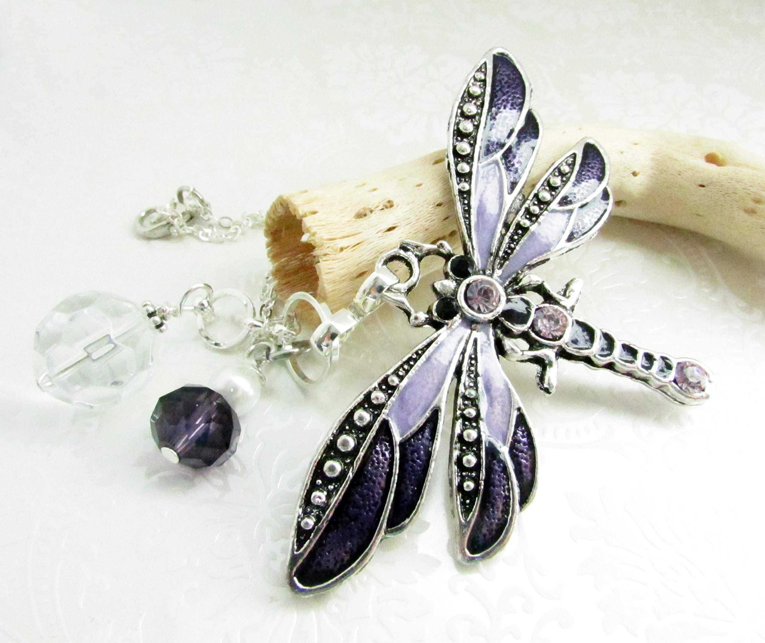Dragonfly Rear View Mirror Car Charm - Crystal Sun Catcher For Car - Valentines Day Gifts For Women