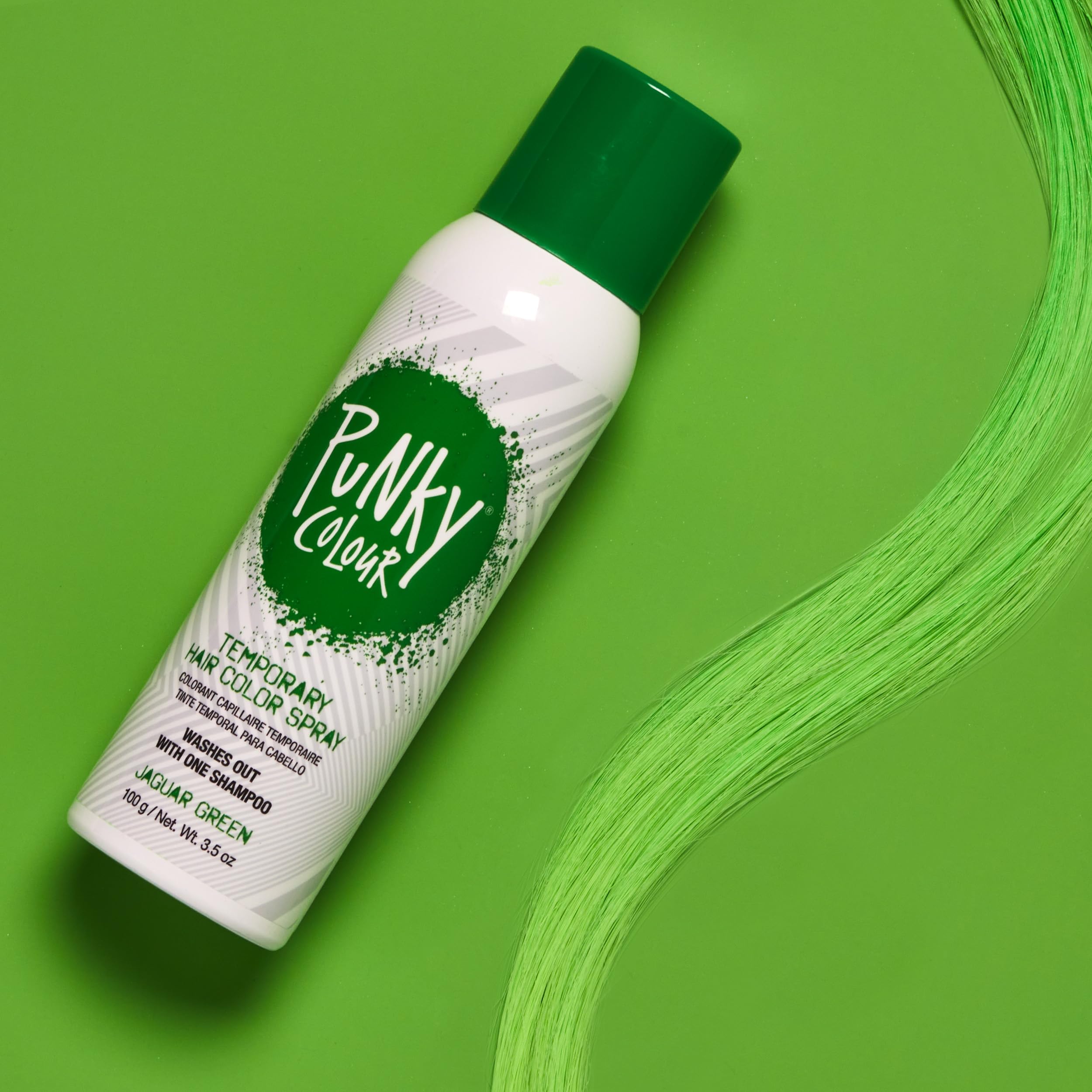 Punky, Temporary Hair Color Spray, Jaguar Green, Non-Sticky, Non-Damaging Hair Dye Instant Vivid Hair Color, 3.5 Oz, 1 Pack