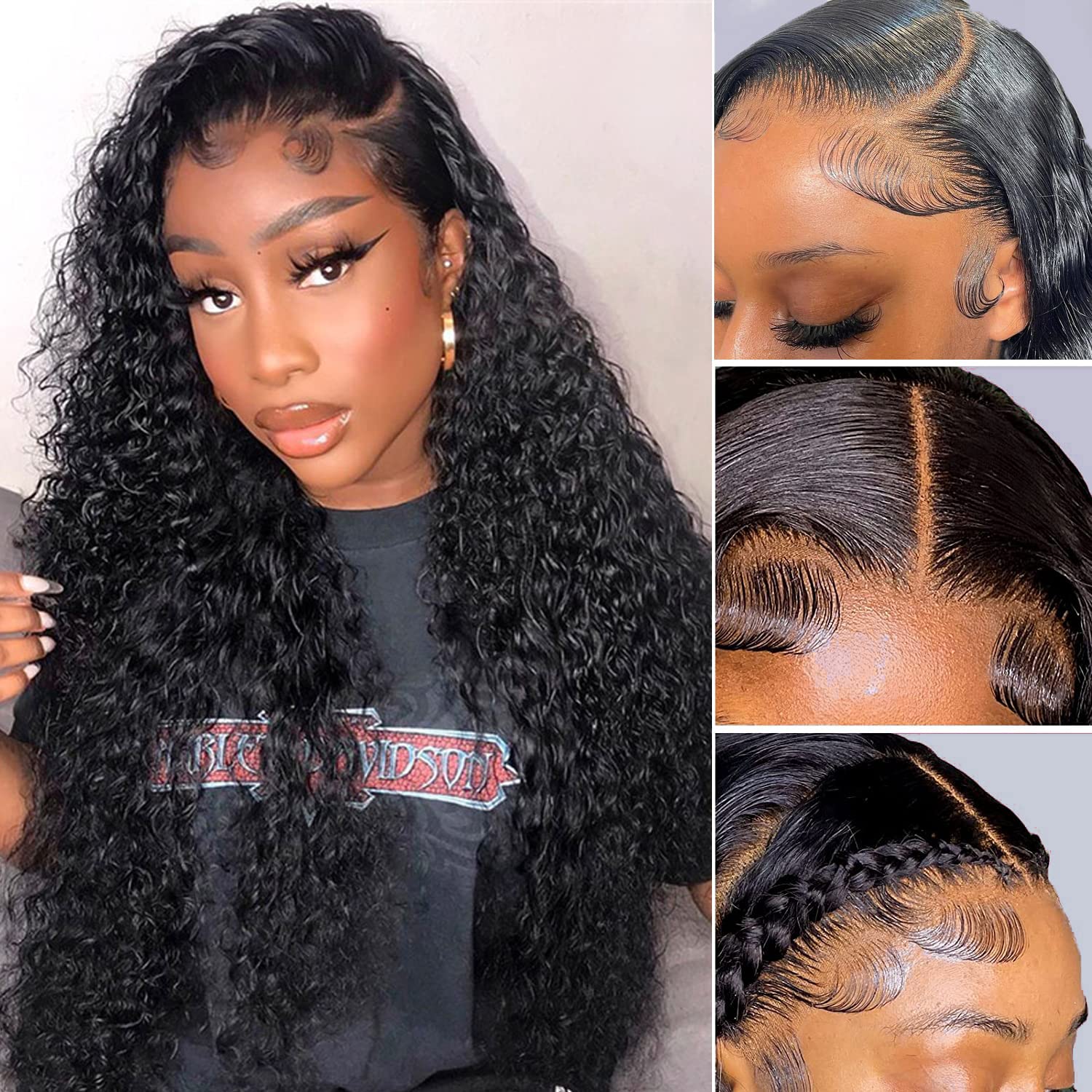 Nervoss Hd Lace Front Wigs Human Hair Water Wave 13X4 Lace Front Wigs Pre Plucked With Baby Hair Deep Wave Glueless Transparent