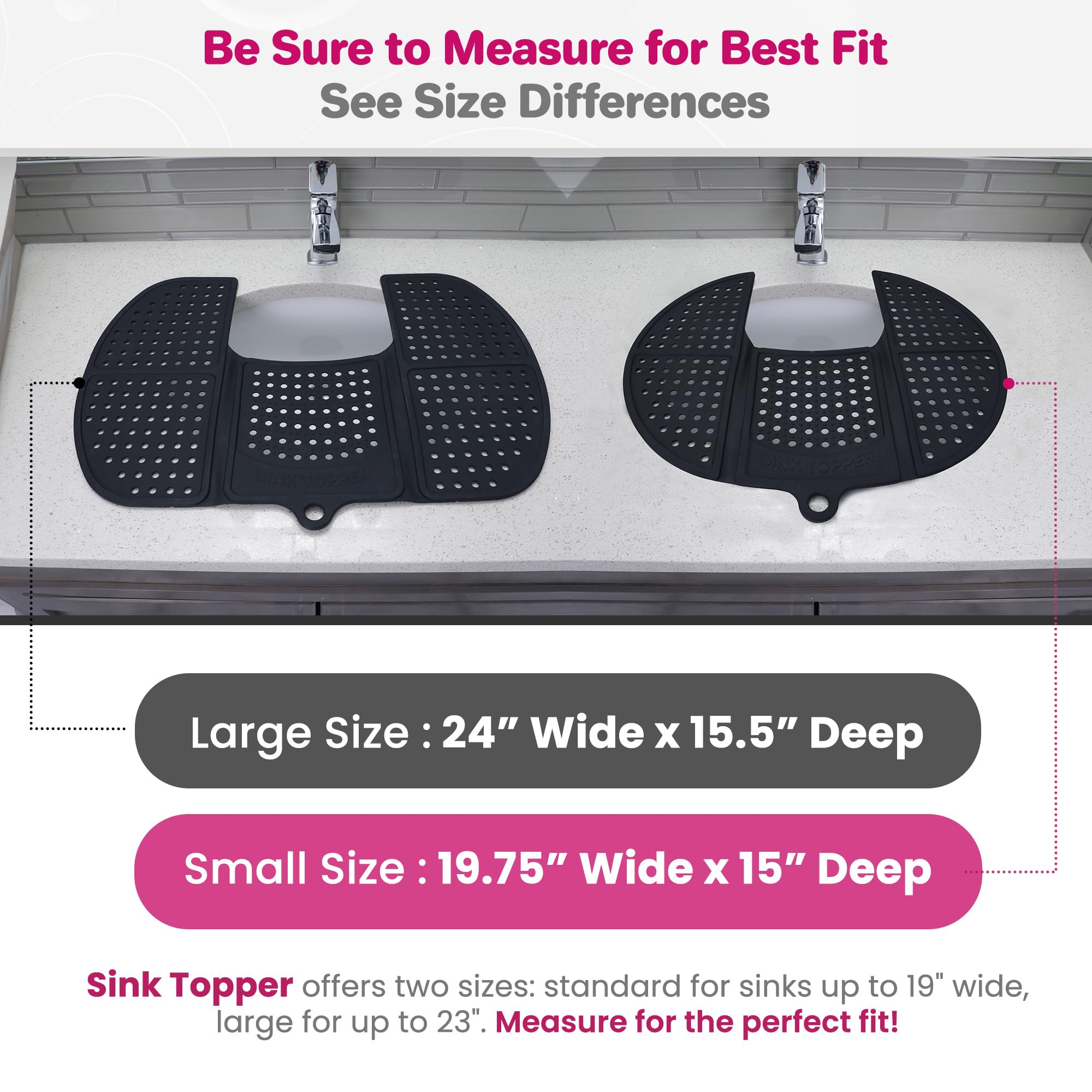 Sink Topper Foldable Sink Cover - Silicone Beauty Makeup Brush Cleaning Mat Hot Tools Organizer - For Extra Space & Storage Save