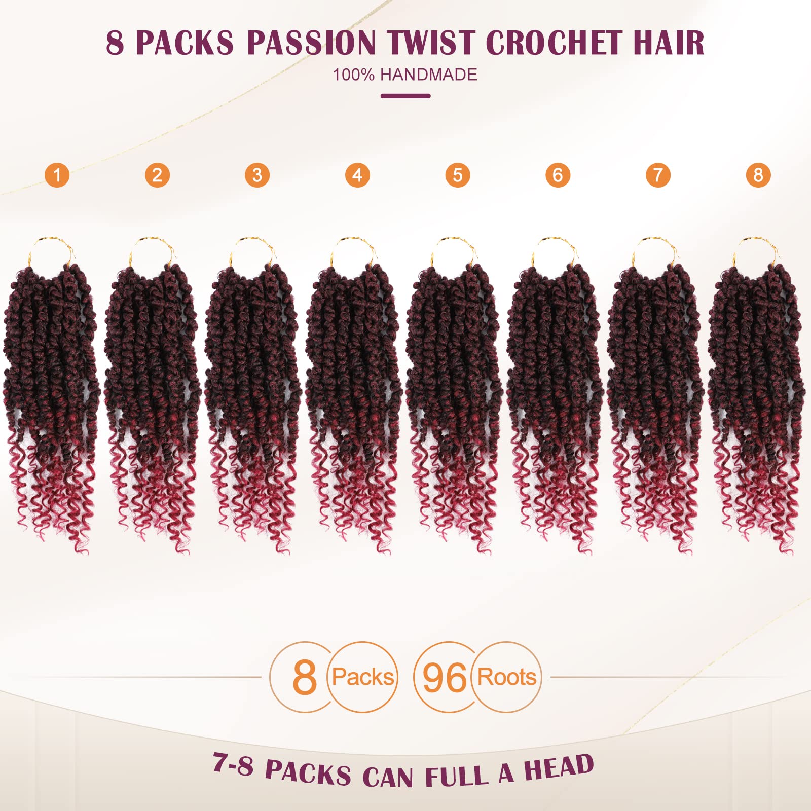 Passion Twist Crochet Hair,Pretwisted Passion Twist Hair,Passion Twist Hair 12 Inch,8 Packs Short Passion Twist Crochet Braids,P