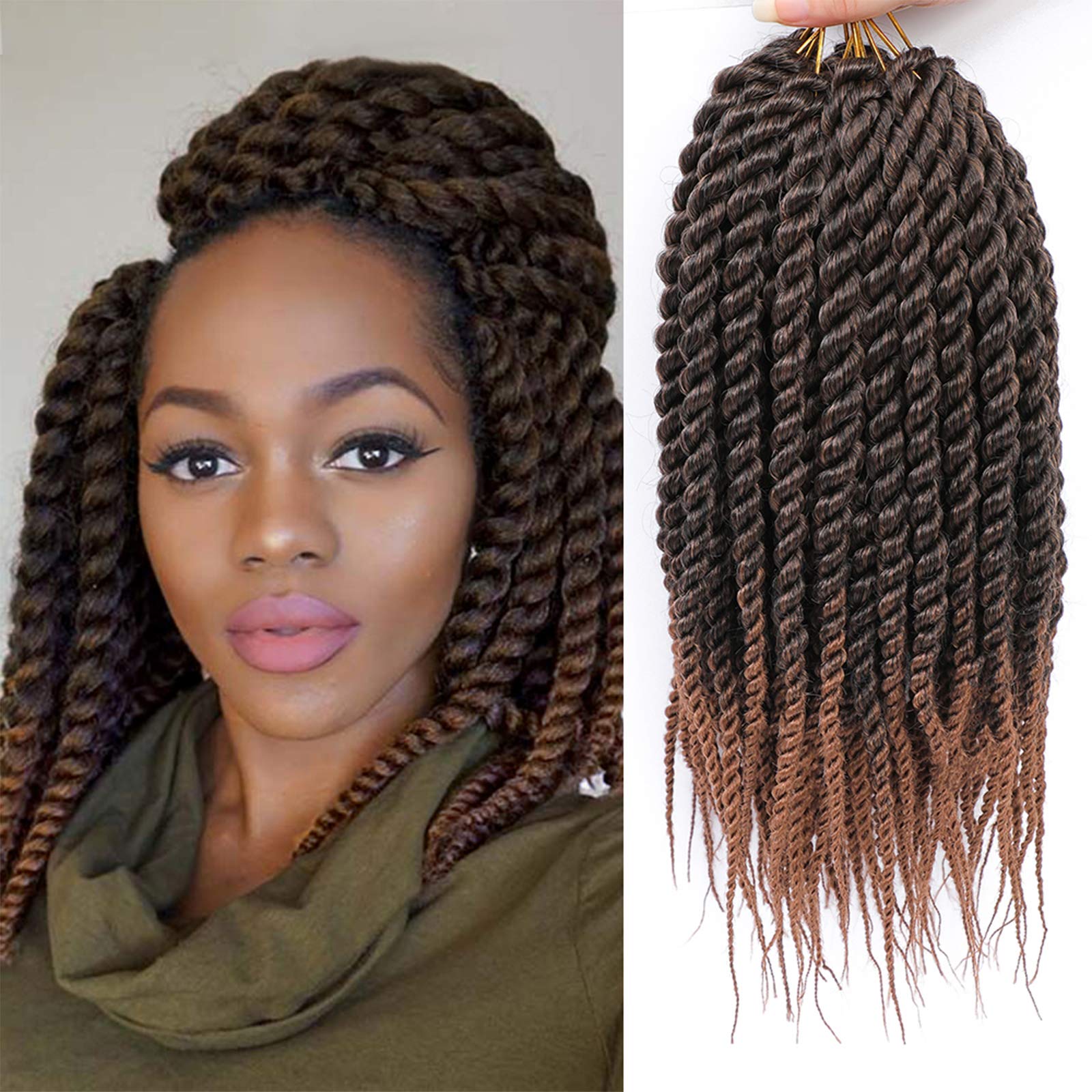 Havana Twist Crochet Hair 6 Packs 72 Strands 14 inch Crochet Braids Senegalese Twist crochet Hair Jumbo Havana Twist Crochet Bra