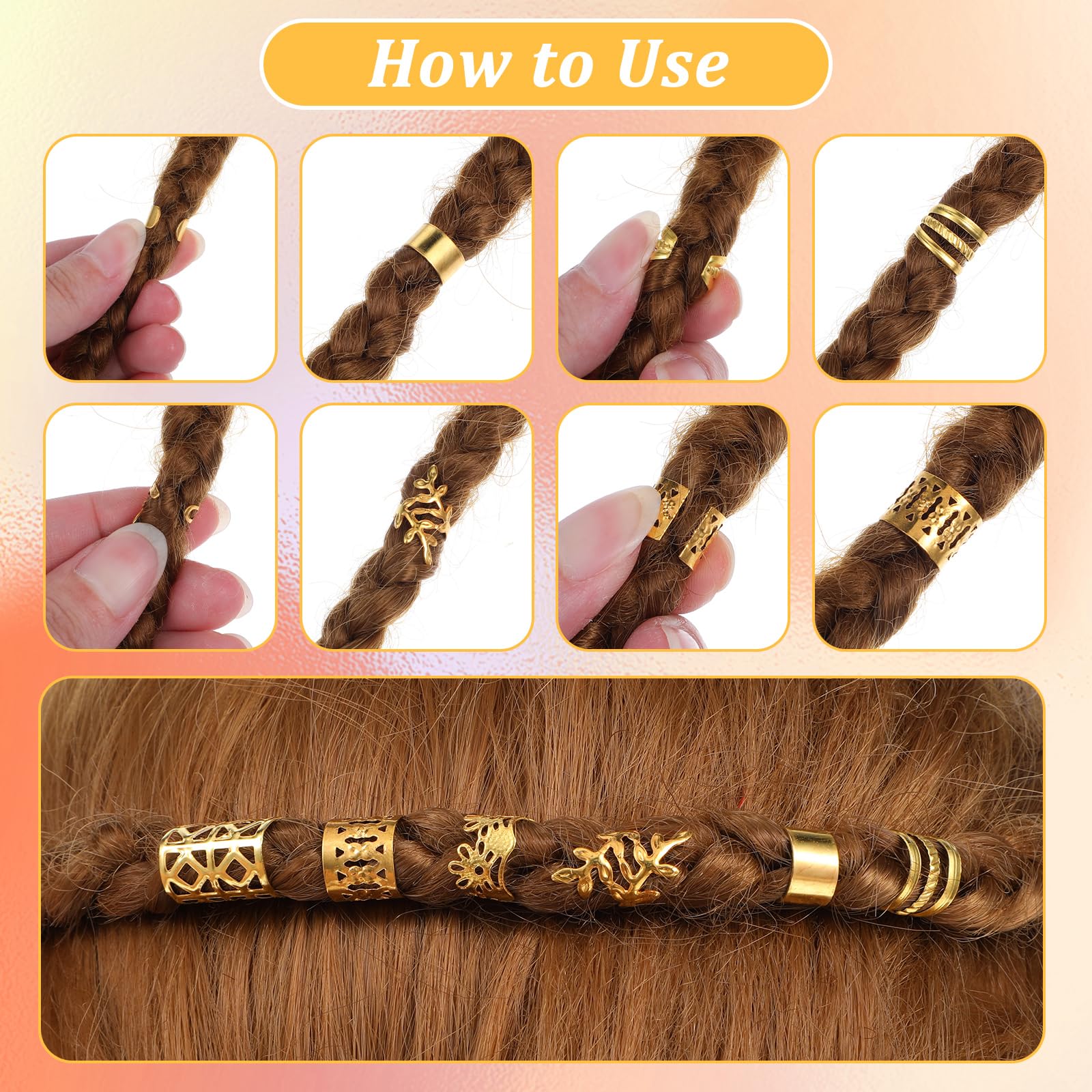 Tyqour 48pcs Hair Jewelry For Braids Accessories Metal Hair Cuffs Adjustable Hair Clips For Braids Hair Rings Hair Jewels Loc Ac
