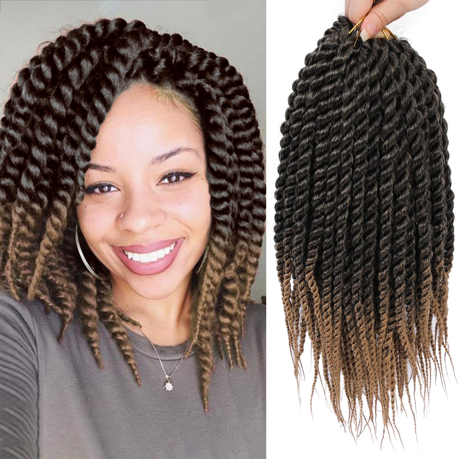 Havana Twist Crochet Hair 6 Packs 72 Strands 12 inch Crochet Braids Senegalese Twist crochet Hair Jumbo Havana Twist Crochet Bra