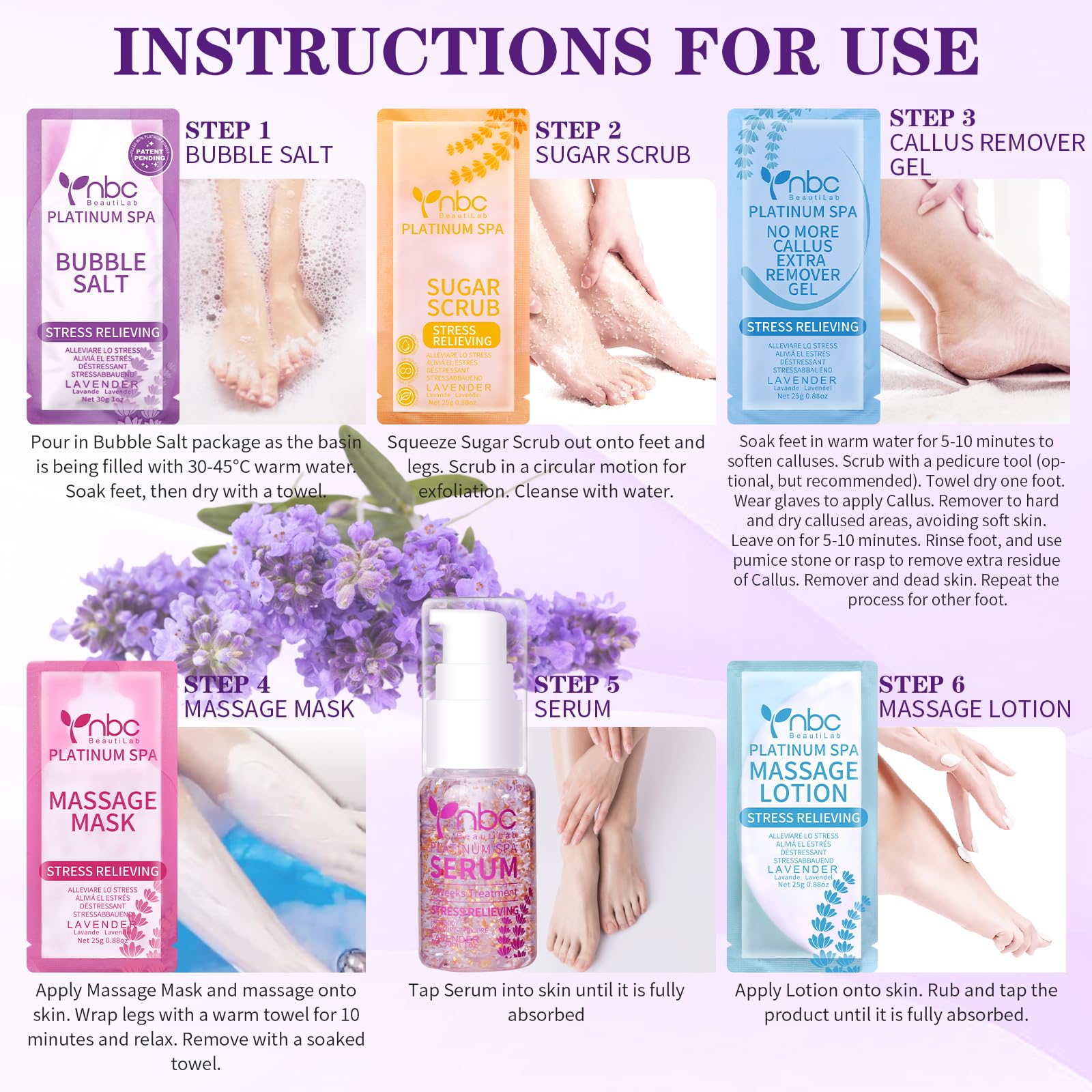 Nbc Beautilab Pedicure Foot Soak Set - Upgraded 6 In 1 Foot Spa, Foot Bath Spa, Pedicure Kit For Tired & Dry Cracked Feet, Athle