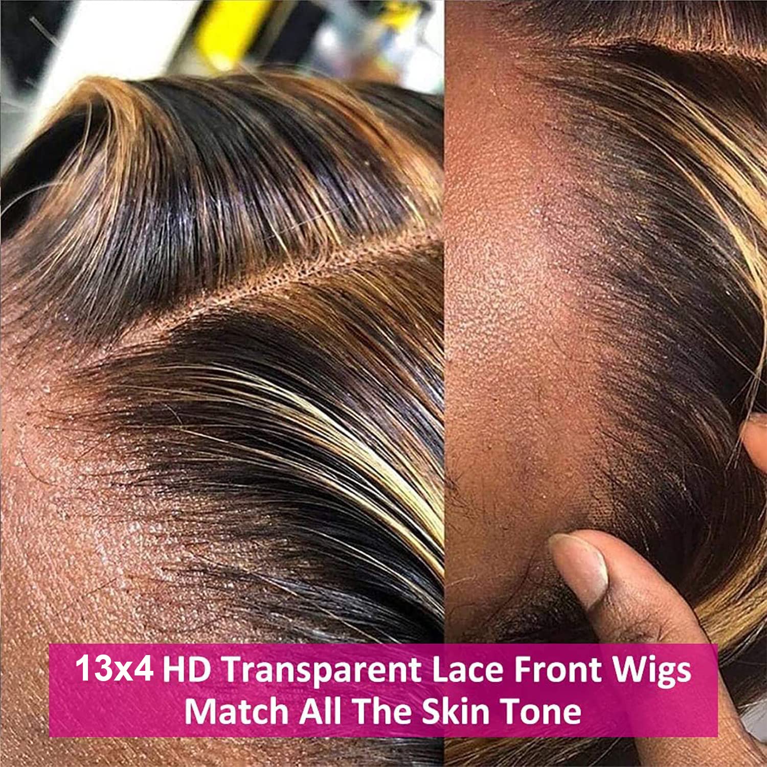 Juvid 30 Inch Highlight Lace Front Wigs Human Hair 180 Density Curly Ombre Honey Blonde 4/27 13X6 Hd Transparent Lace Front Wig