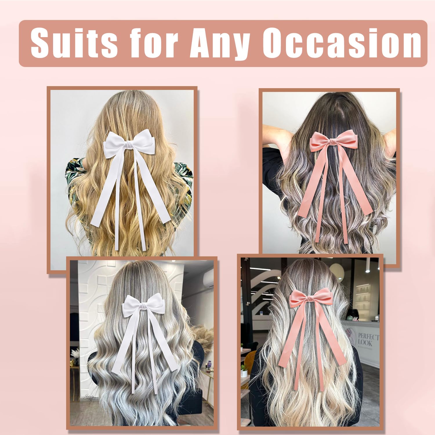 Large Hair Bows 2 Pcs Ribbon Bow For Women,Hair Bows For Women,Oversized Long-Tail Cute Aesthetic Hair Accessories,Large Hair Ba