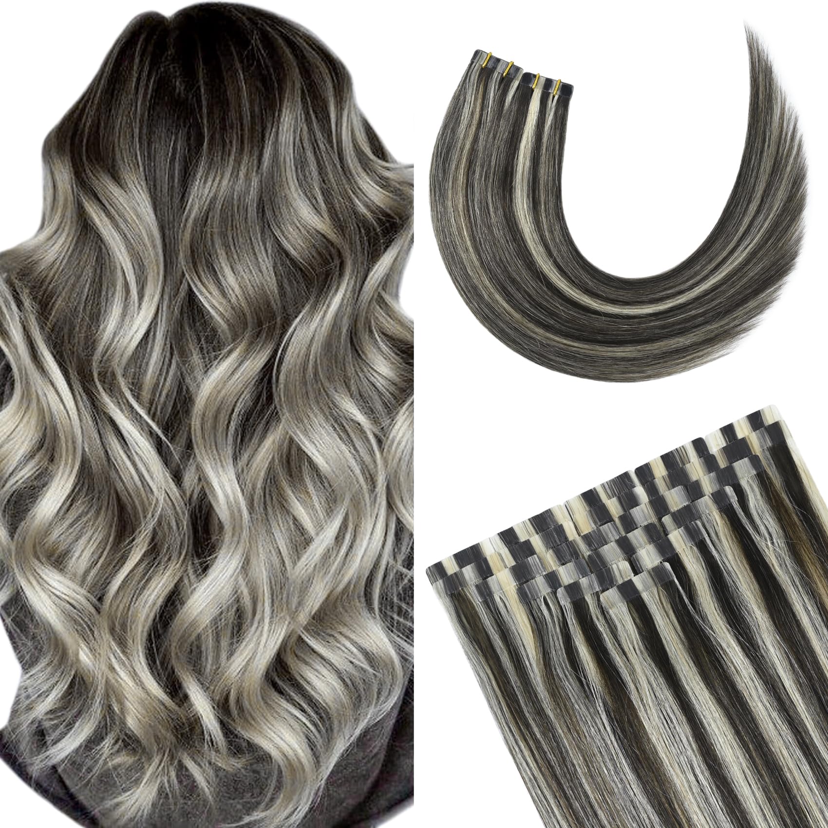 Tape In Hair Extensions 2P613 Mixed Bleach Blonde 100% Remy Human Hair Extensions Silky Straight For Fashion Women 20 Pcs/Packag