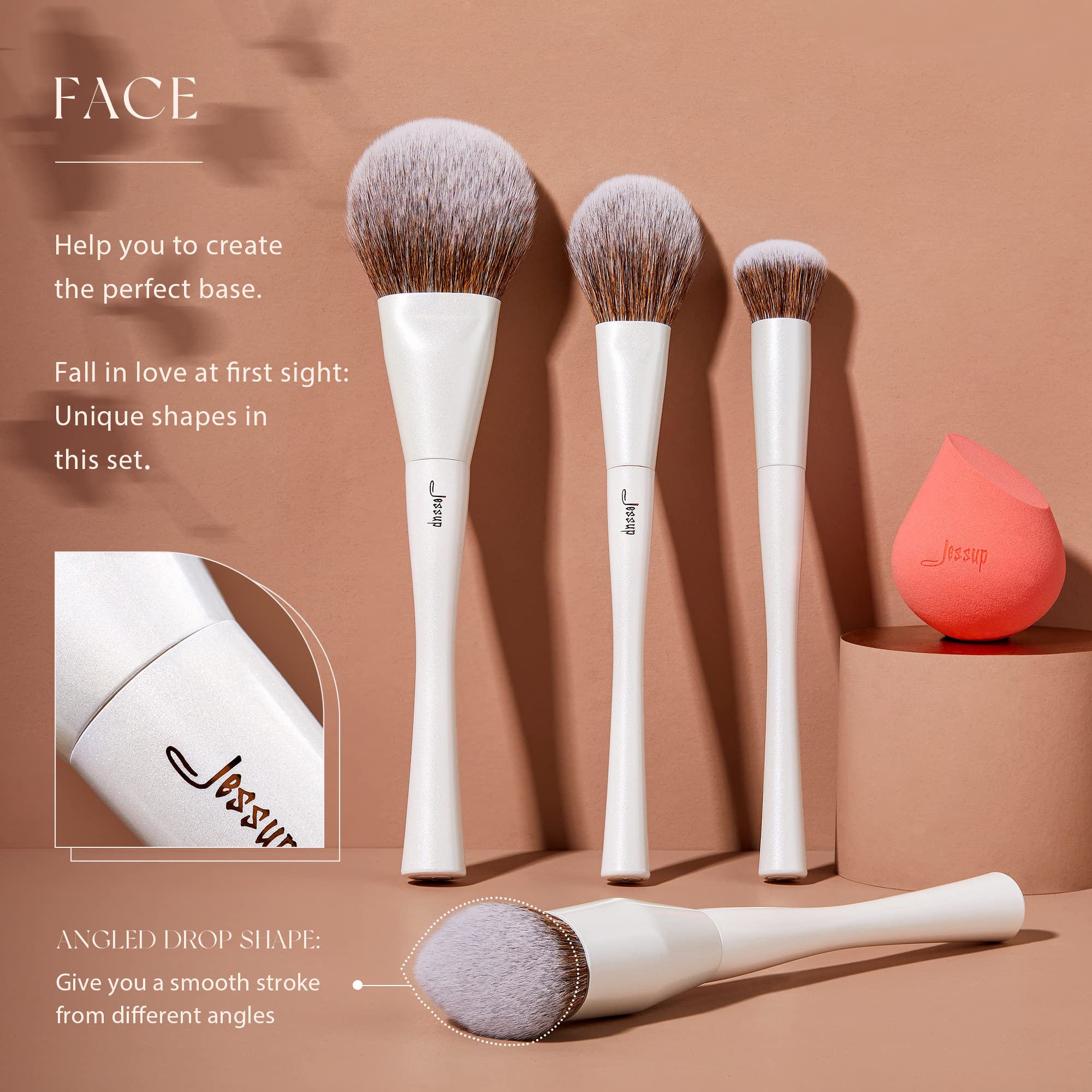 Jessup Makeup Brushes Set 14Pcs Make Up Brushes Include Foundation Concealer Blush Contour Powder Eye Shadow Brush, Makeup Spong