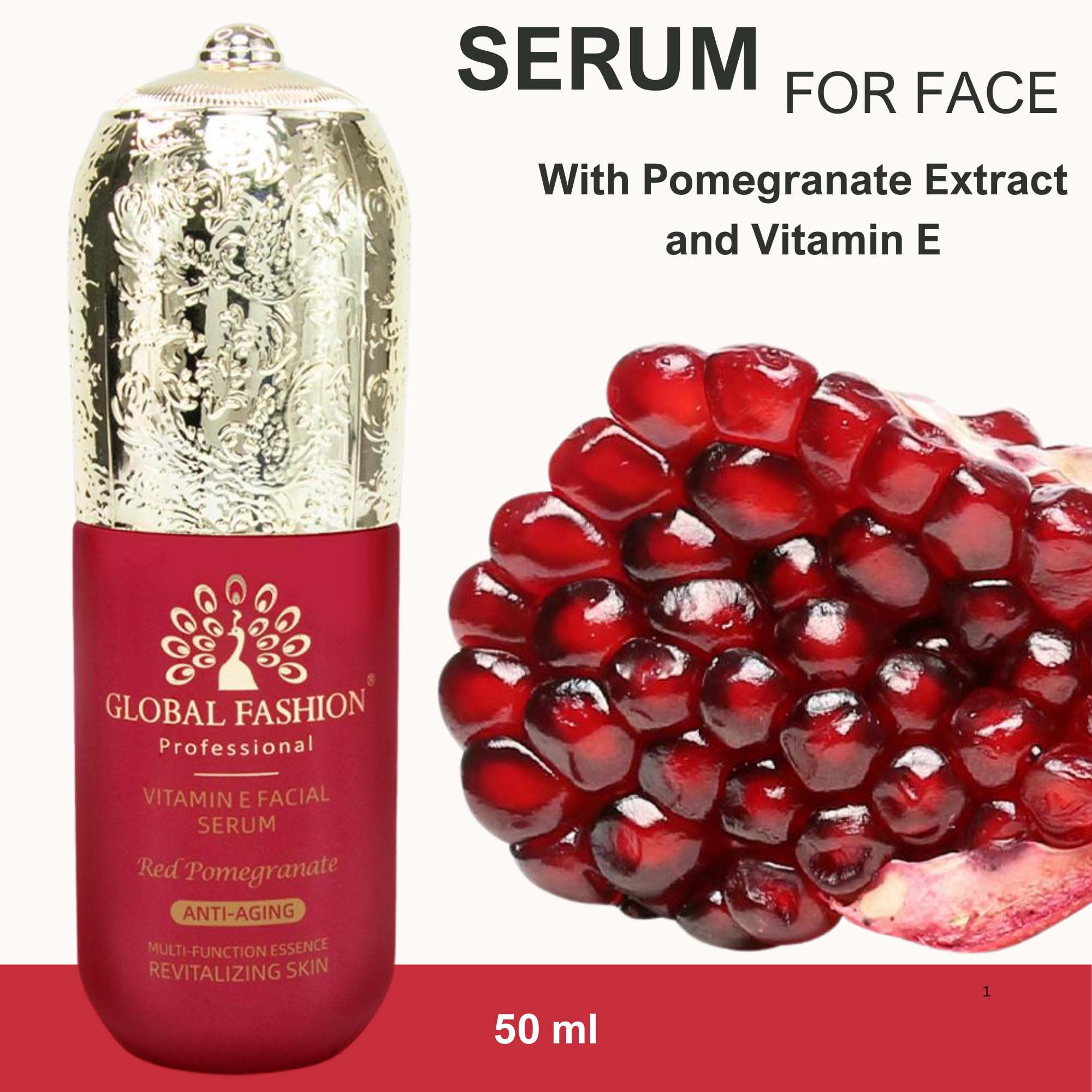 Vitamin E Face Serum with Red Pomegranate - Hydrating Facial Serum for Anti-Aging, Dark Spots, Wrinkle Repair, Pore Minimizer, S
