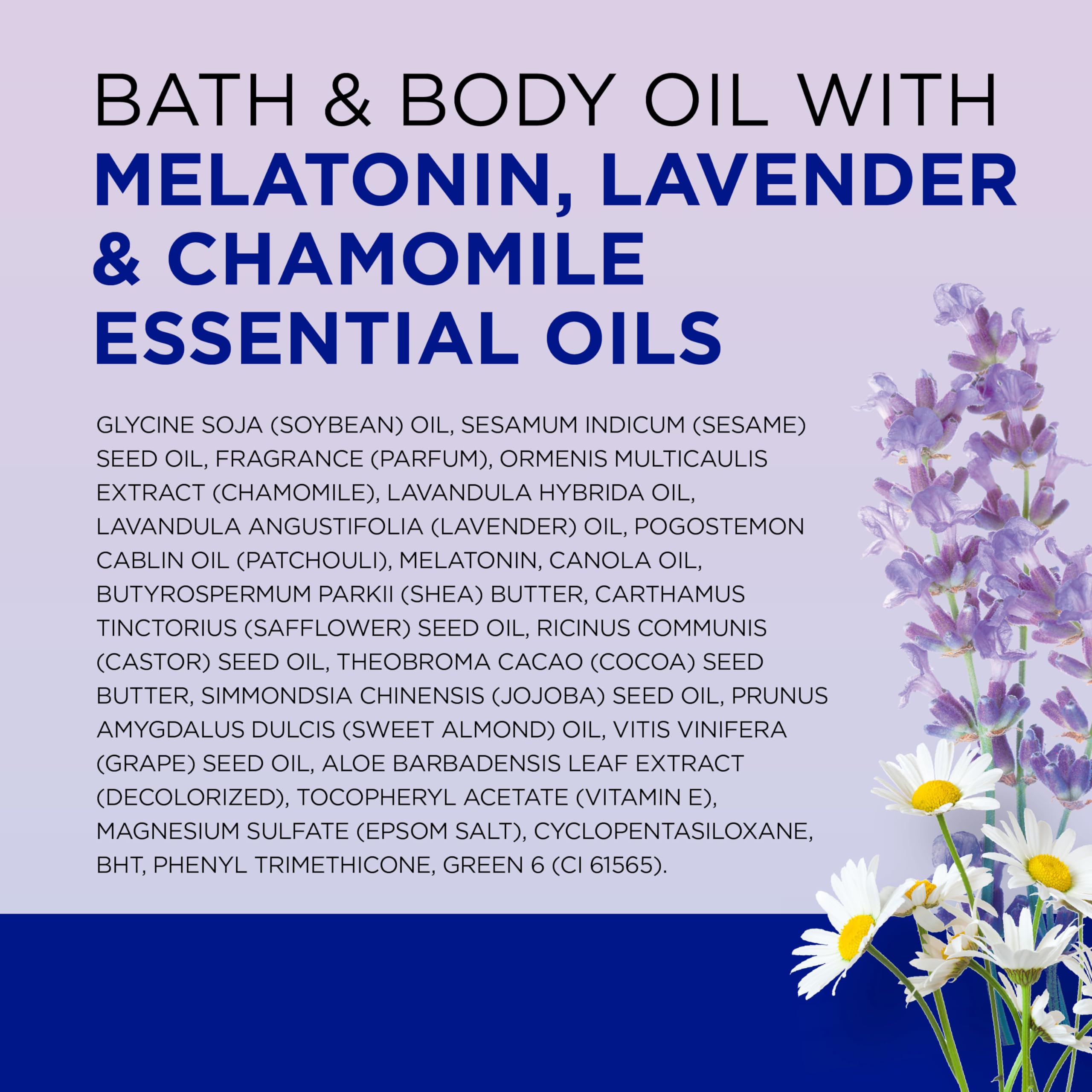 Dr Teal's Moisturizing Bath & Body Oil, Sleep Blend with Melatonin, Lavender & Chamomile Essential Oils, 8.8 fl oz.