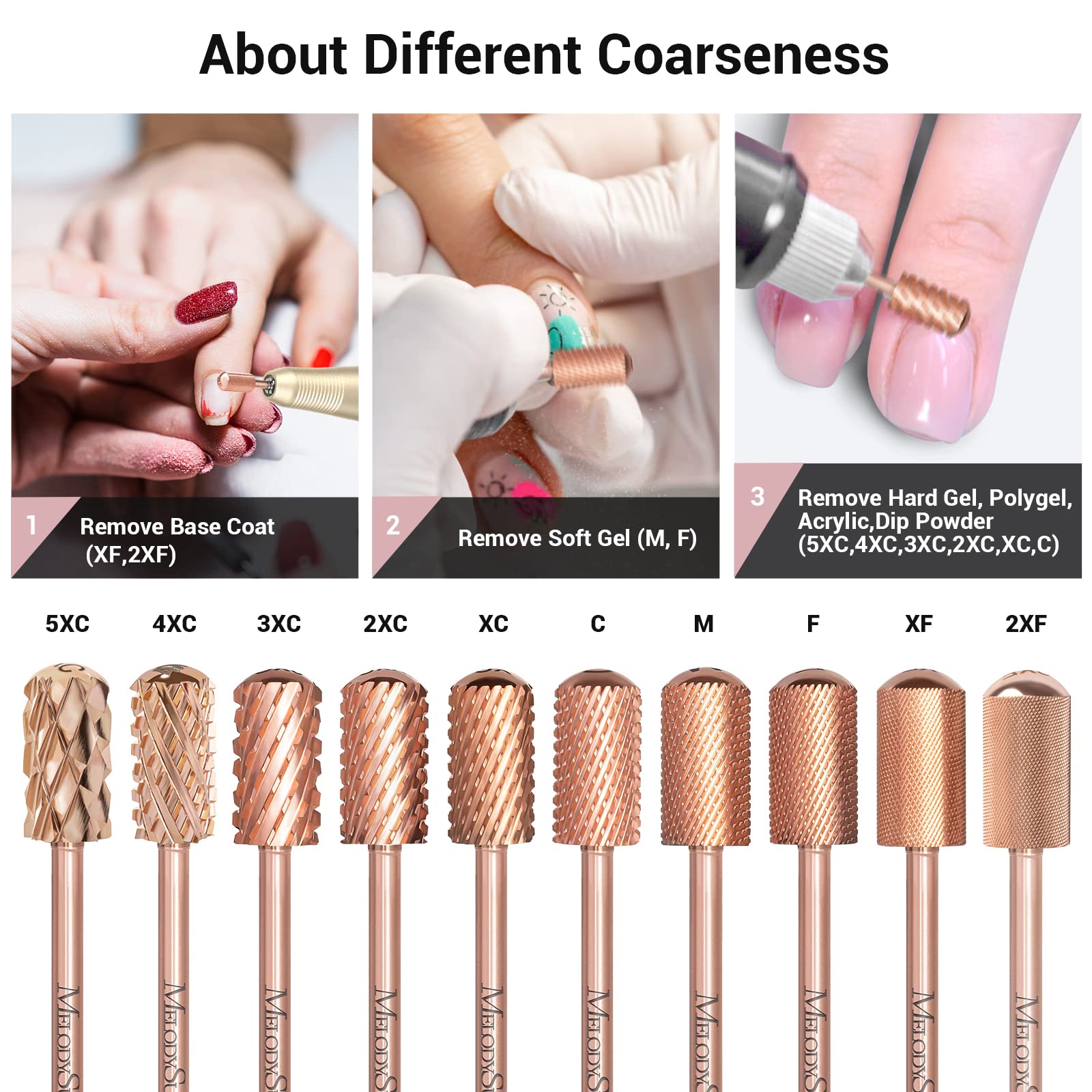 Melodysusie Safety Nail Drill Bits, 3/32 ' ' Smooth Round Top Large Barrel Carbide Bits, Suitable For Manicure Pedicure Cuticle