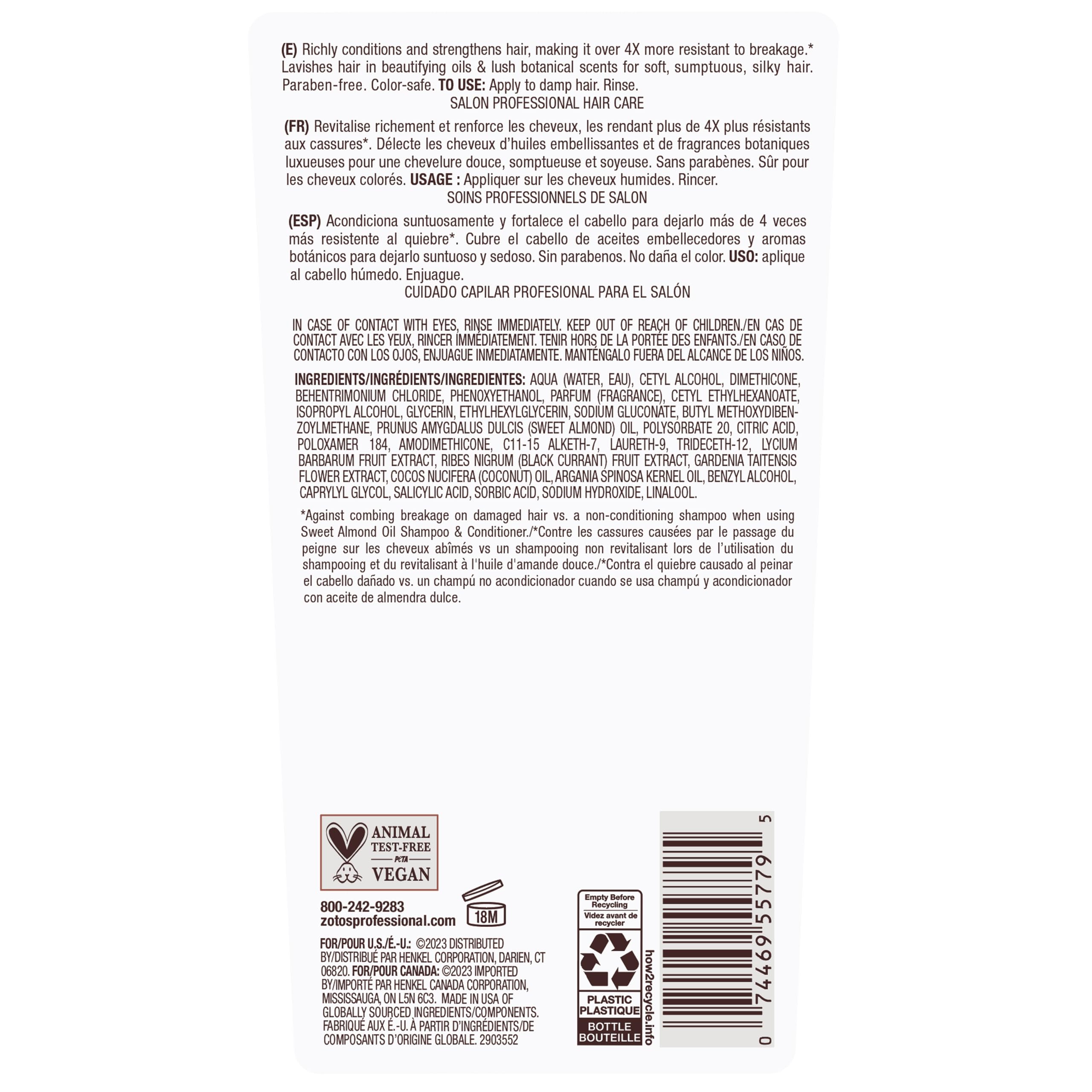 Bain De Terre Long & Healthy Conditioner  Sweet Almond Oil  Long & Growing Hair  Argan & Monoi Oils  Paraben Free  13.5 Fl Oz