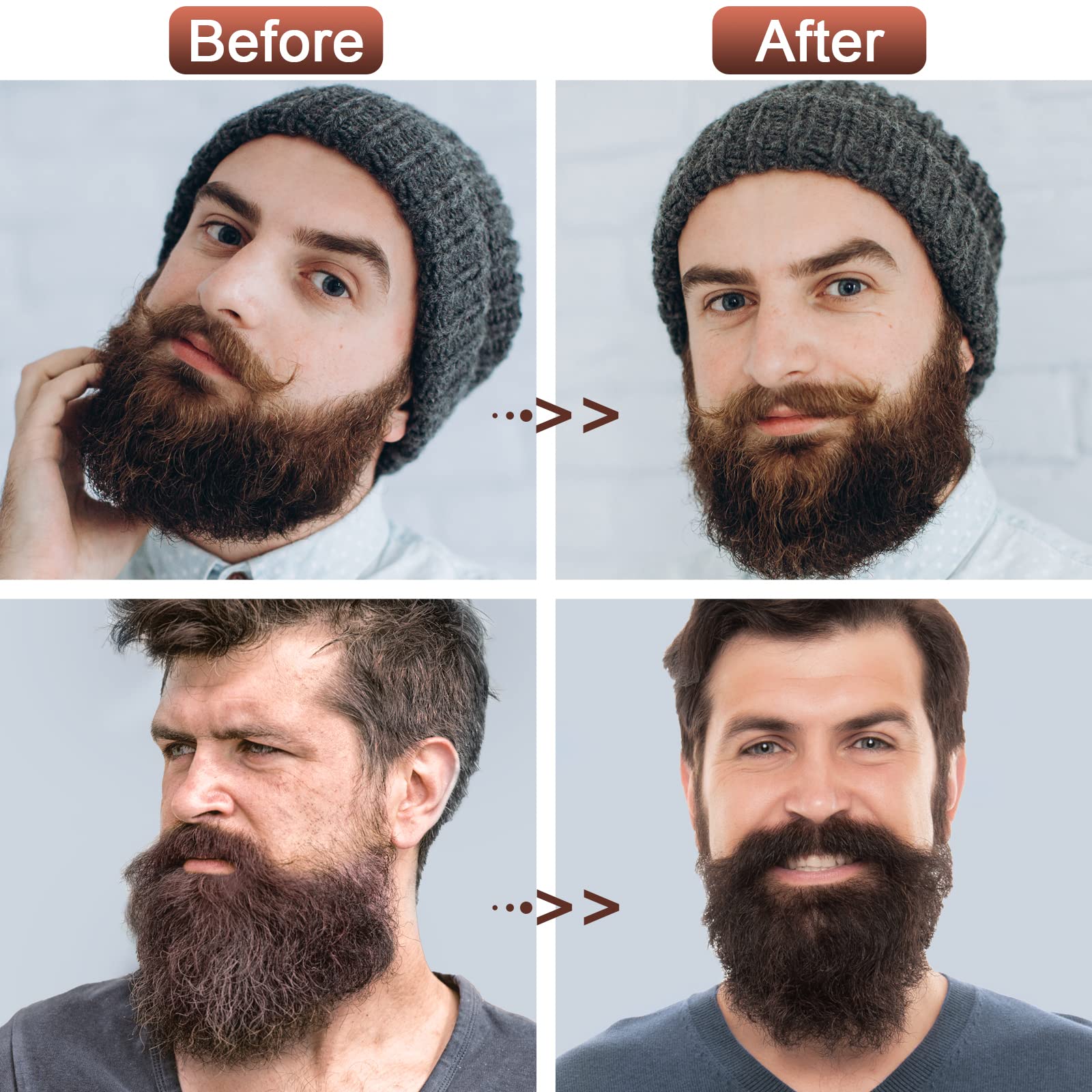 Beard Wash & Beard Conditioner Set (17Oz) Natural Sandalwood Men Beard Shampoo Conditioner Kit With Biotin, Argan Jojoba Oil, De