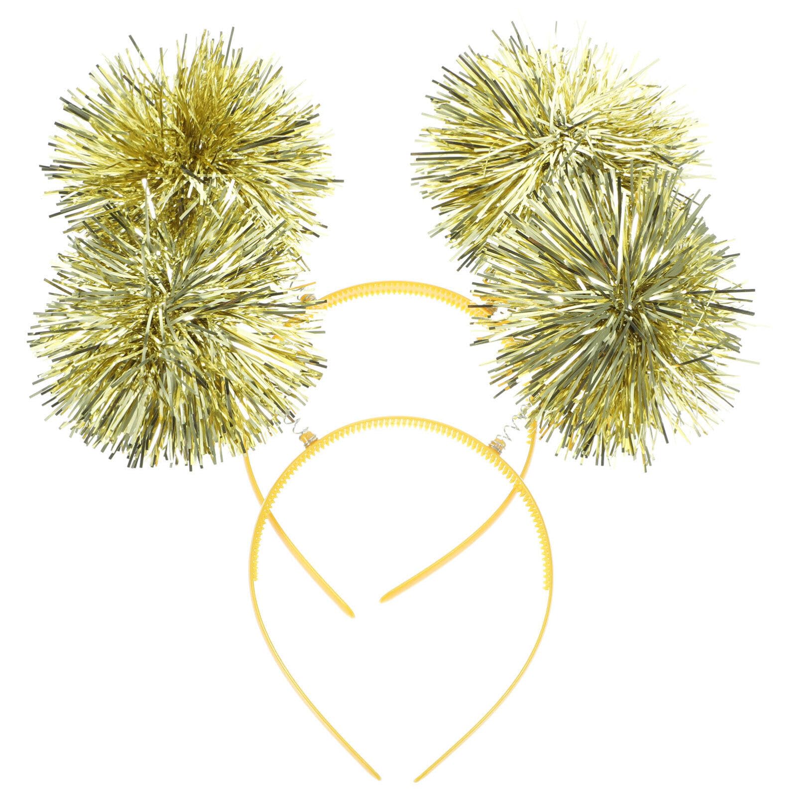 minkissy Pom Pom Headband, 2pcs Tinsel Headbands Cute Boppers Hair Bands Cosplay Party Hair Decoration Tinsel Headdress for Boy 