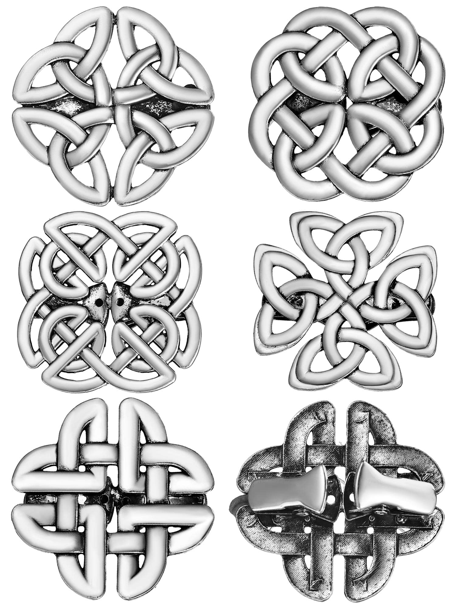 Sasylvia 5 Pcs Silver Cinch Clip Vintage Celtic Waist Cincher Clips Dress Clasp Shirt Clips Scarves Ring Retro Cardigan Sweater 