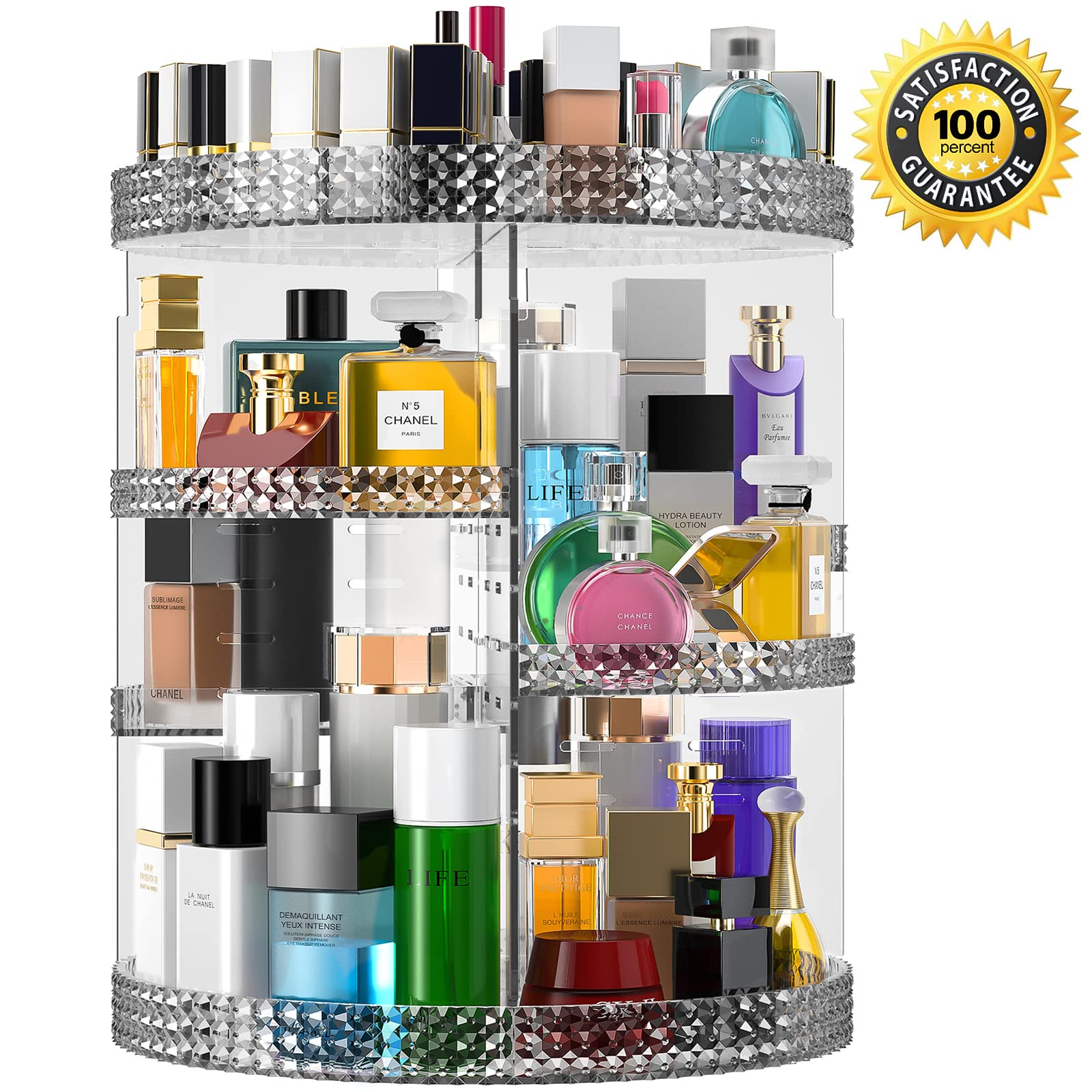 Rotating Makeup Organizer Countertop, Acrylic Makeup Storage Organizer Round, Large Cosmetic Organizer 7 Layers Large Capacity,