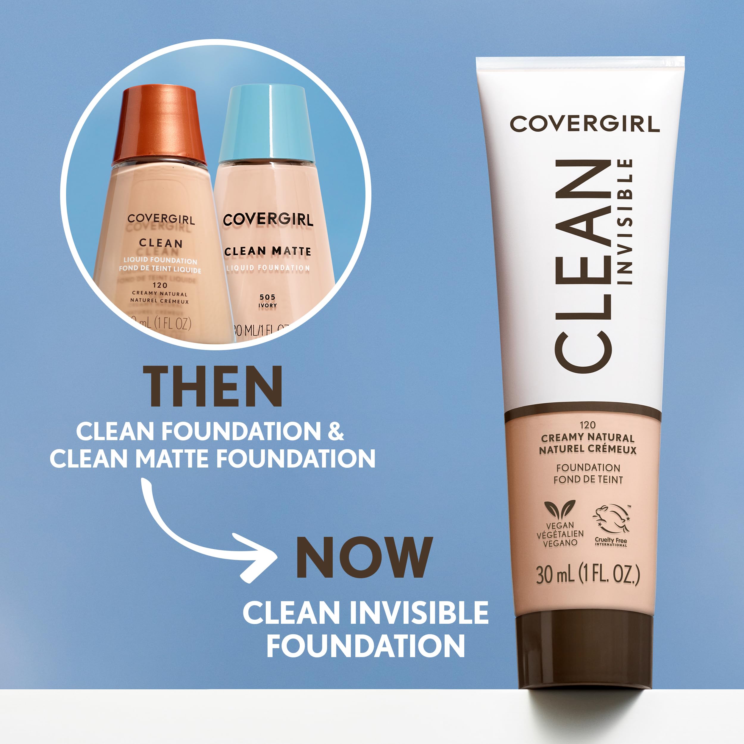CoverGirl Clean Invisible, Light Beige, Foundation, Blendable Formula ...
