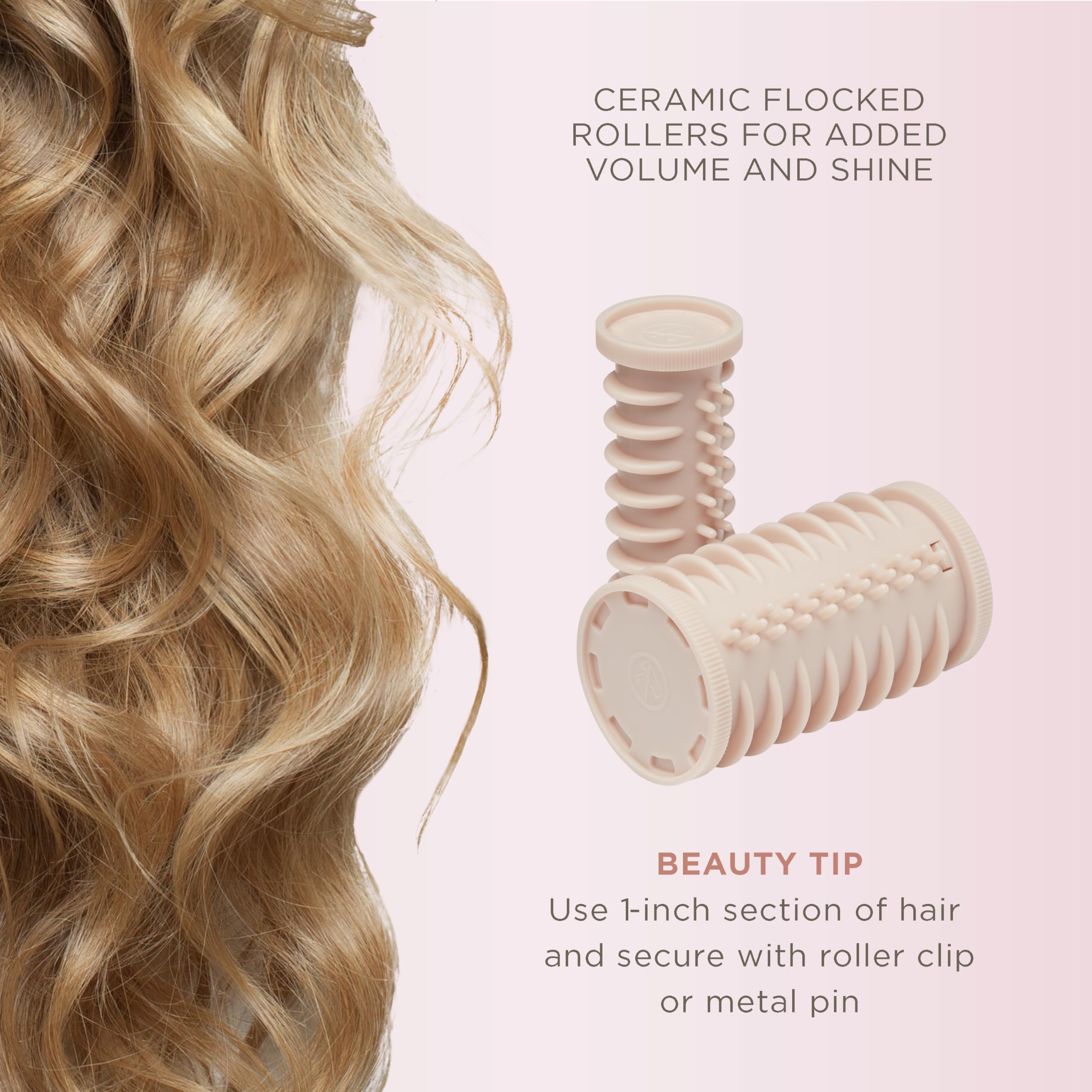 Conair Instant Heat Hot Rollers - 1 1/4", 1", 3/4" Rollers, Blush, Model HS10XNR, Hair Curler with Clips Included