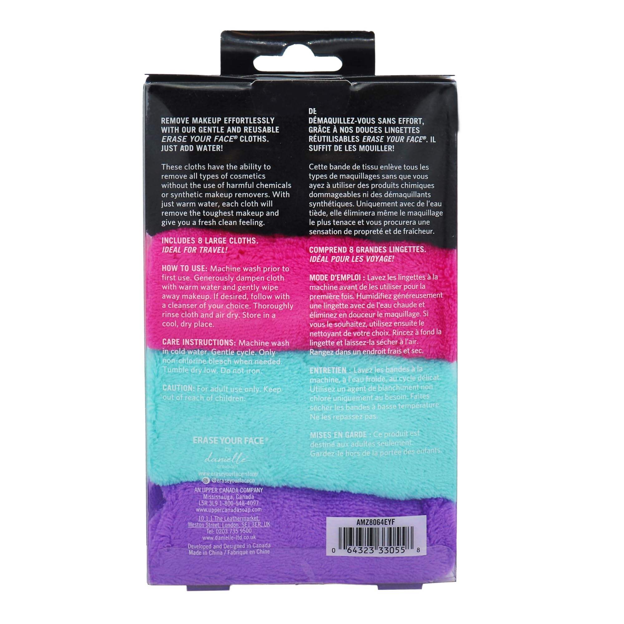 Erase Your Face Makeup Remover Cloths - Reusable Microfiber Face Towels To Cleanse & Remove Makeup - Water Activated, Dual-Sided