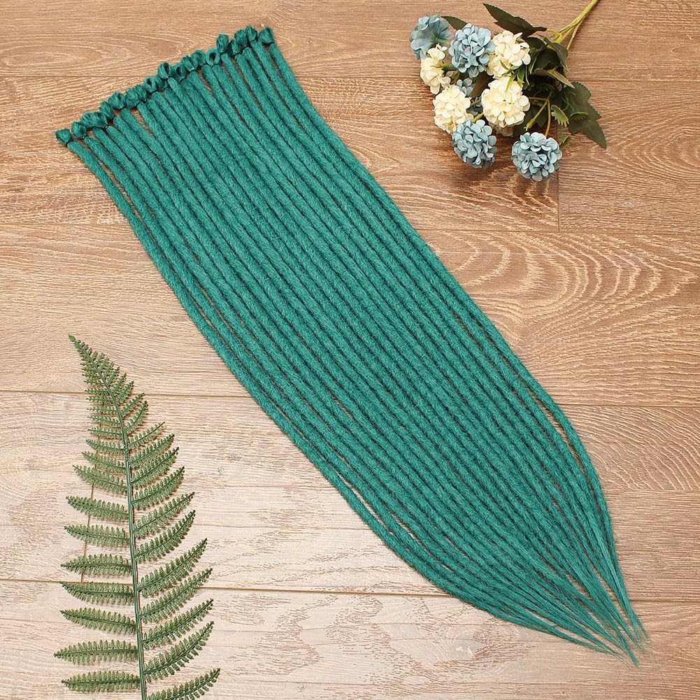 Kraler 24 inch 40 Strands Thick Dreadlock Extensions, SE Teal Green Crochet Dreadls Extensions of Synthetic Hair 1cm Width Hip H